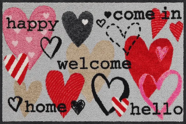 salonloewe-happy-hearts-eingangsmatte-50-x-75-cm-polyamid-rutschfest-waschbar image 1