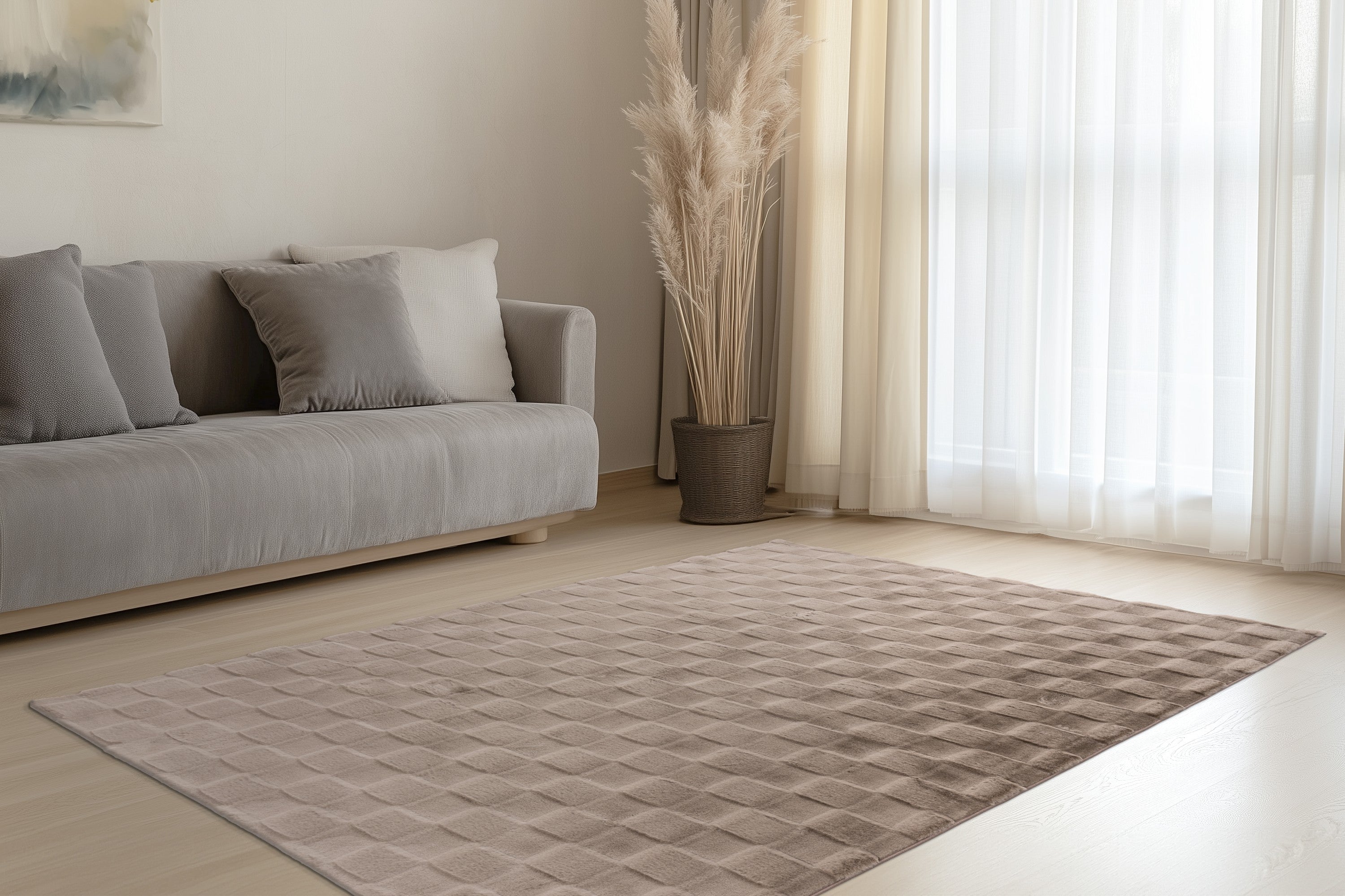 kayoom-rescue-125-kurzflorteppich-18-mm-florh-he-1800-g-m-polyester-warmes-beige image 3