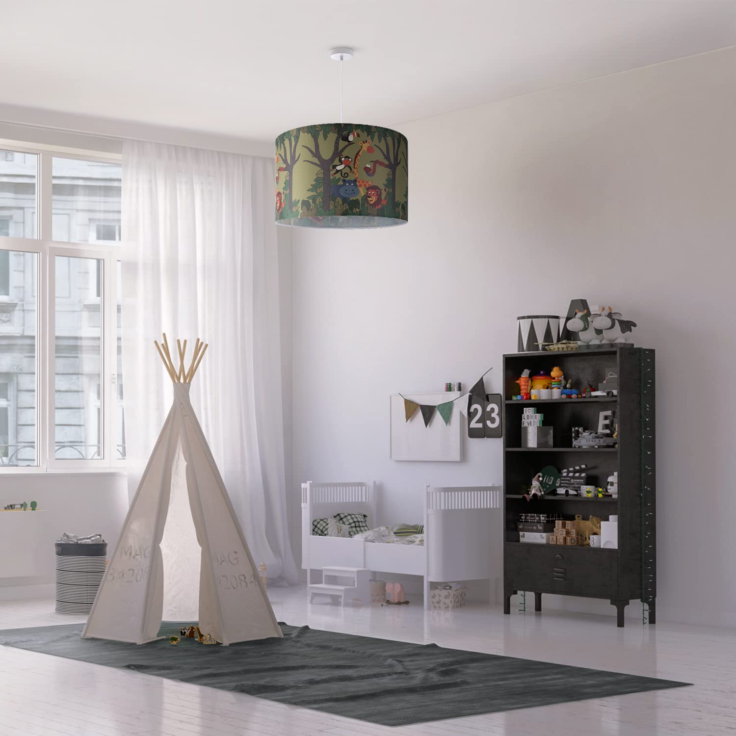 paco-home-h-ngelampe-kinderzimmer-jungle-dschungel-tiere-e27-stoff image 2