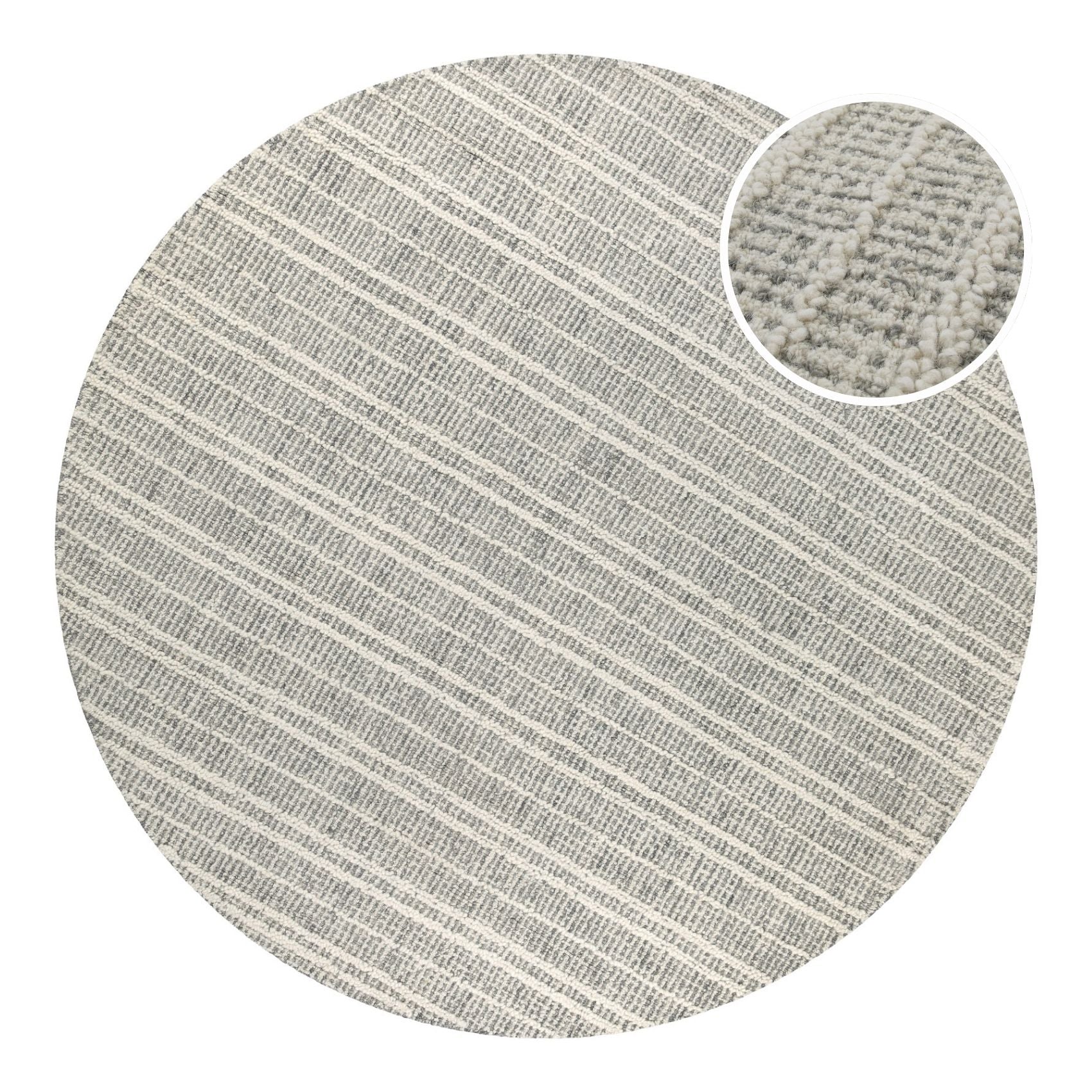 weconhome-hamptons-fortyfive-kurzflor-teppich-rund-grau-aus-schurwolle image 1
