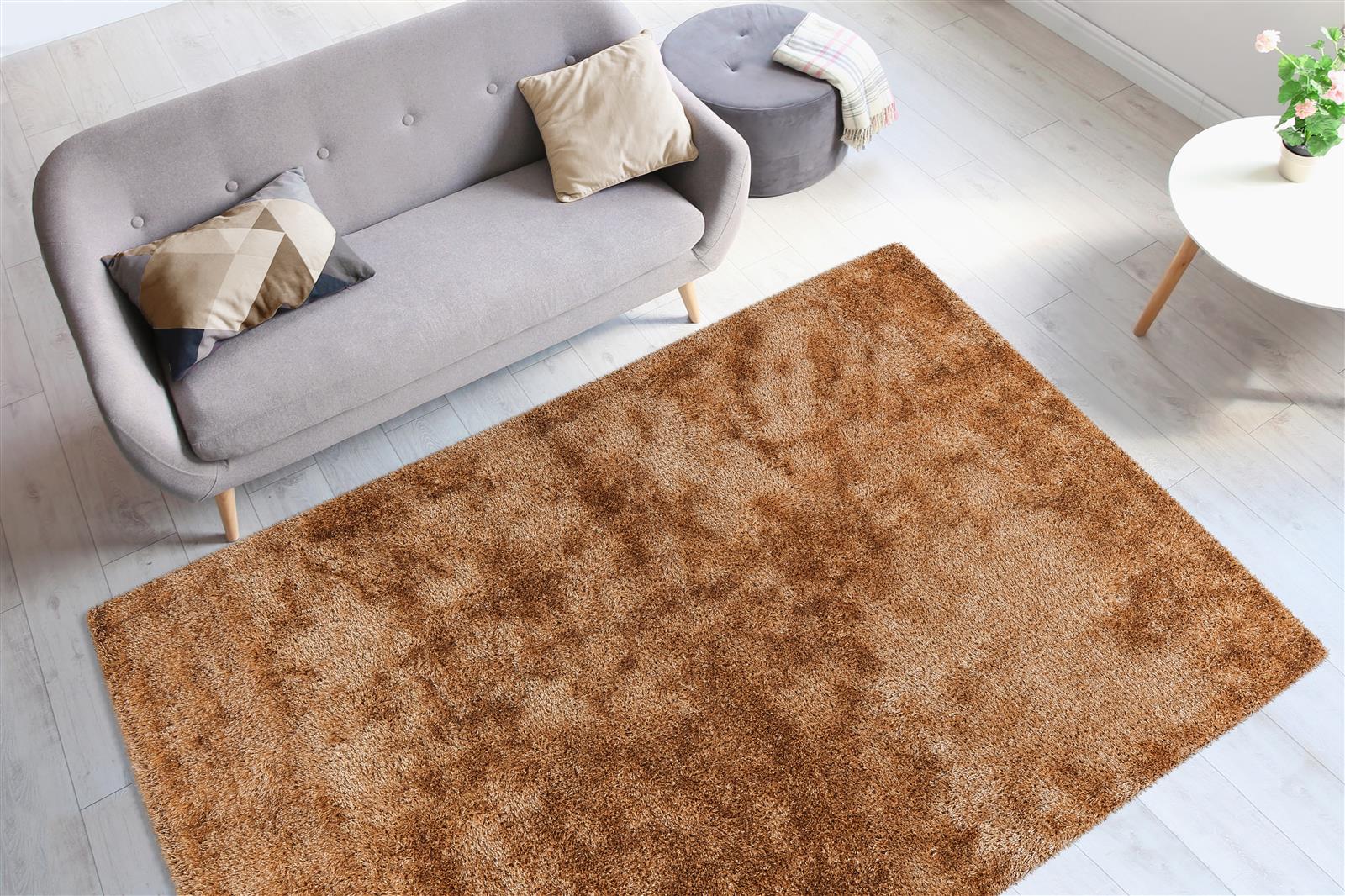 kayoom-soul-8120-karamell-hochflorteppich-weicher-polyester-flor-unifarben image 2