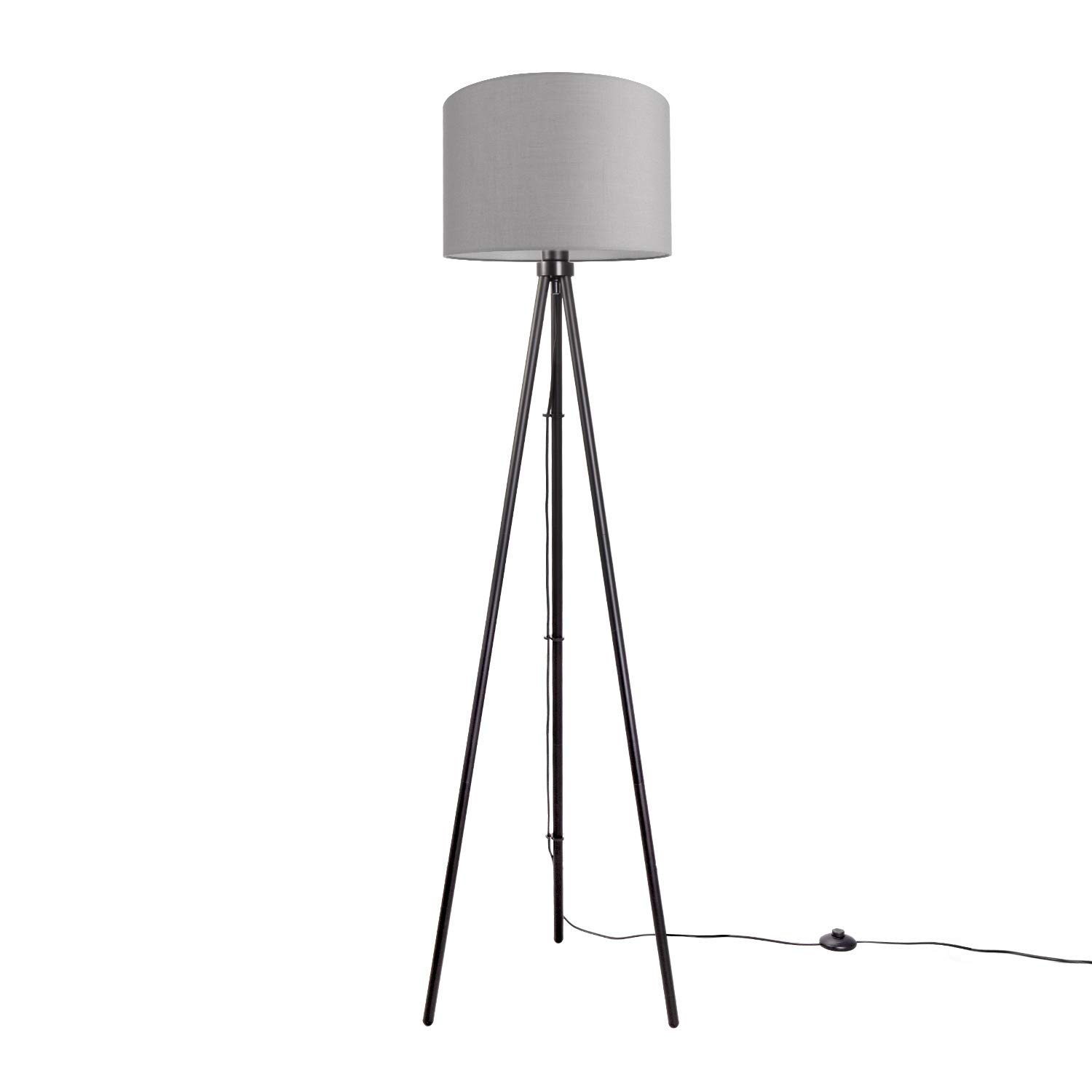 paco-home-volta-led-stehlampe-dreibein-schwarz-schirm-grau-38-cm-e27 image 1