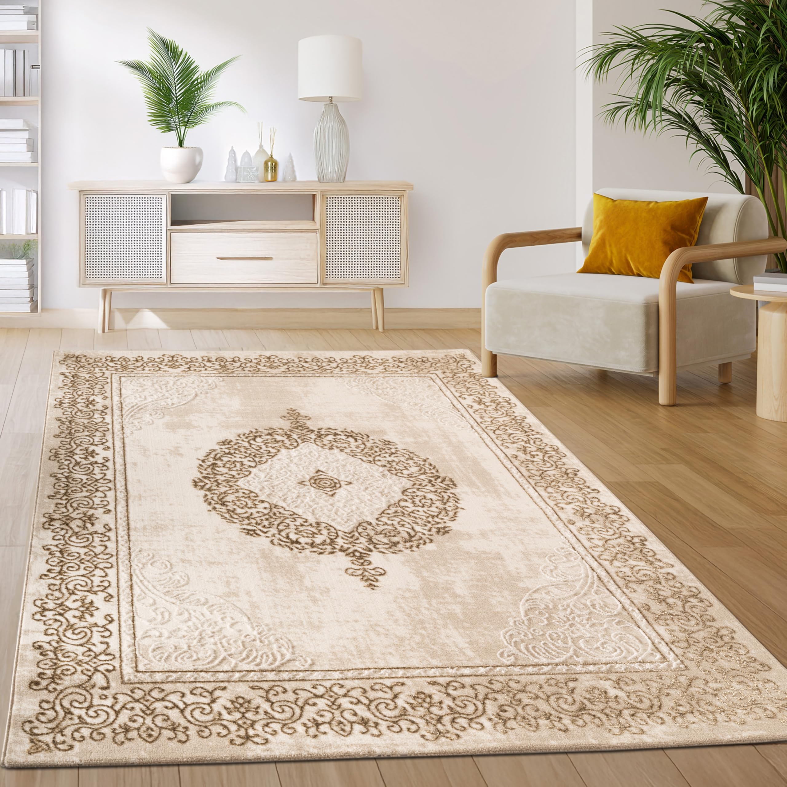 paco-home-teppich-kurzflor-vintage-orientalisch-80x150-cm-schwarz-gold image 8