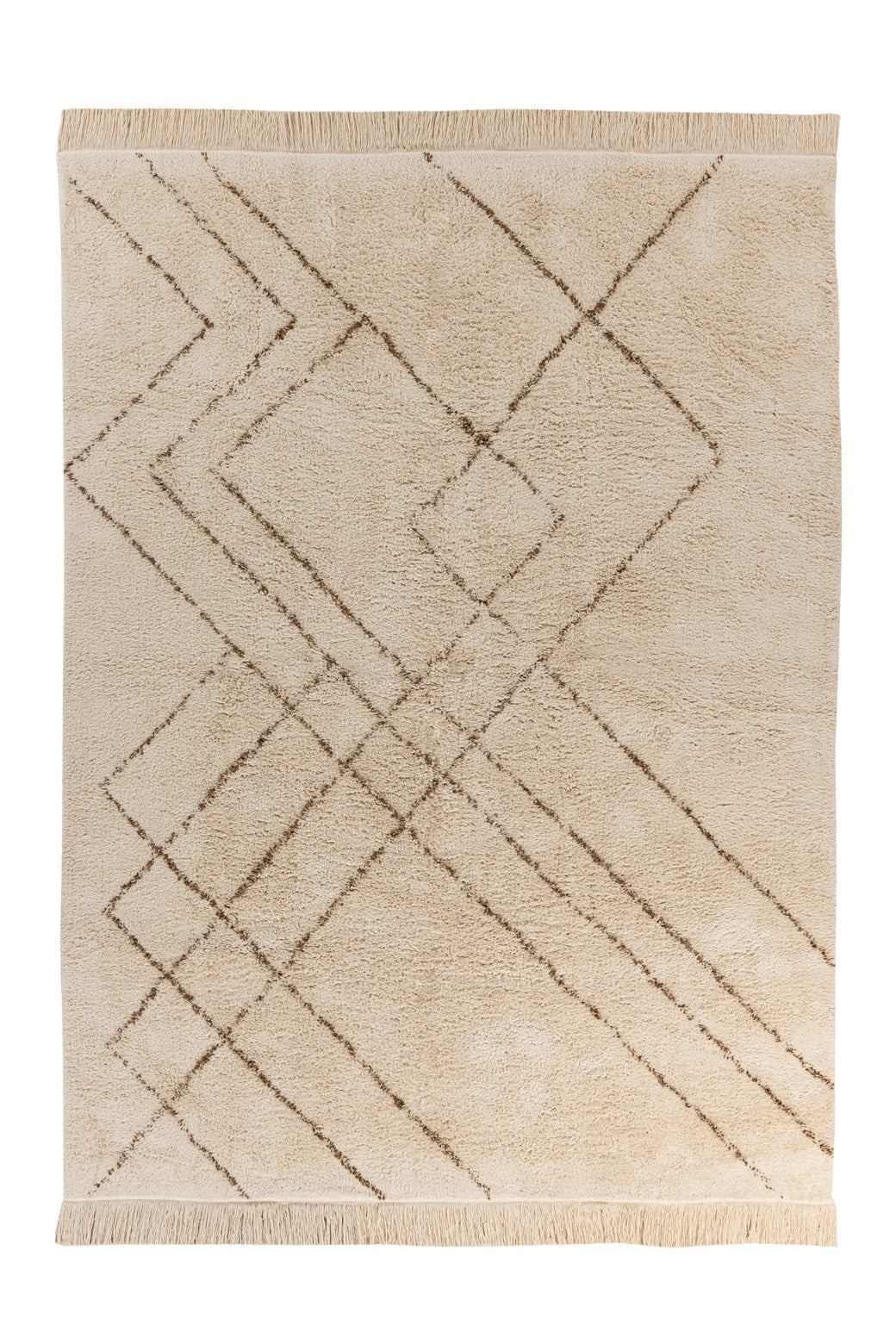 kayoom-mylen-425-flachflorteppich-100-baumwolle-creme-braun-geometrisches-design image 1