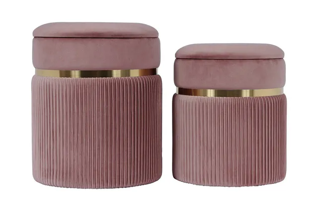 kayoom-hocker-zora-325-2er-set-hocker-mit-stauraum-metallring-samtbezug image 1
