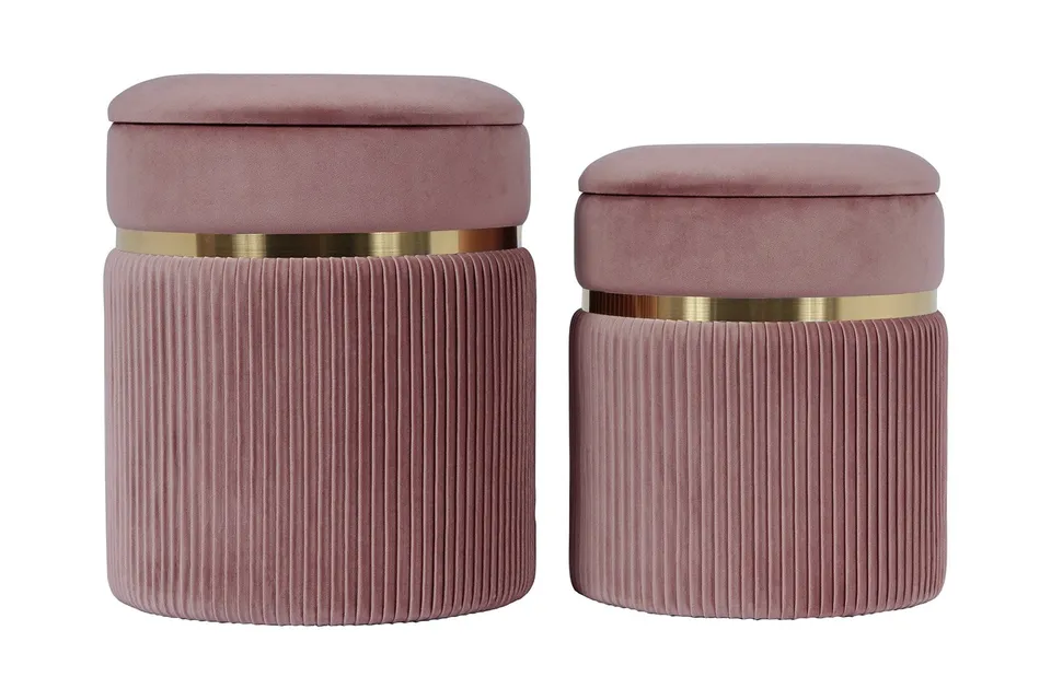 kayoom-hocker-zora-325-2er-set-hocker-mit-stauraum-metallring-samtbezug image 1