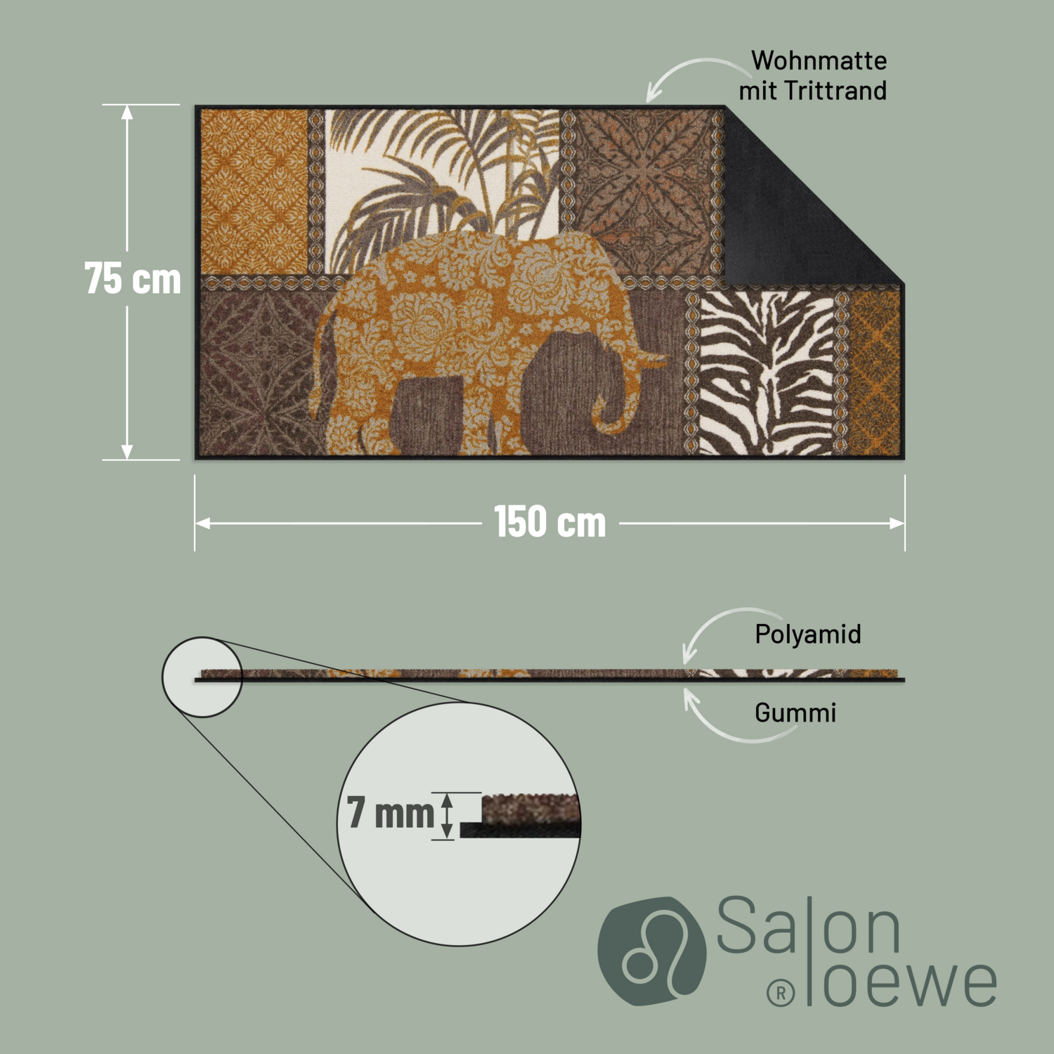 salonloewe-marula-brown-l-ufer-75-x-150-cm-exotische-elefanten-fu-matte-aus-poly image 4