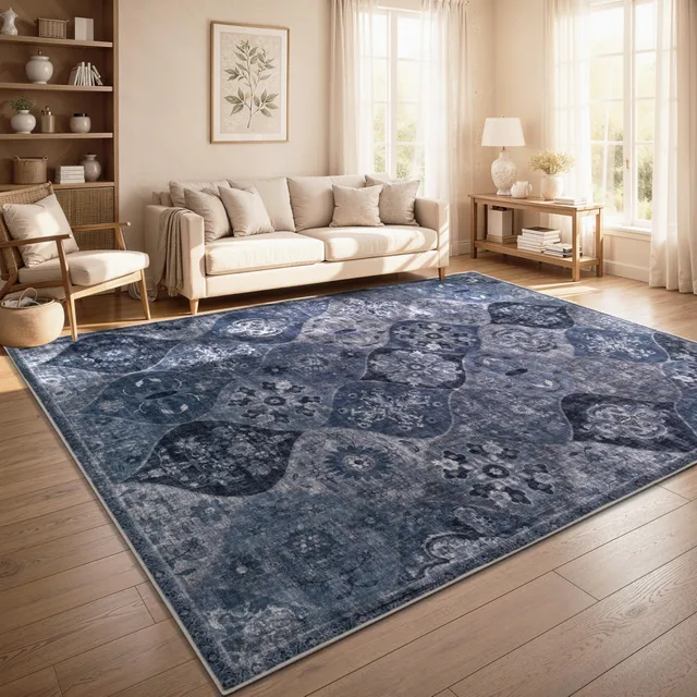 paco-home-passion-vintage-teppich-200x280-cm-blau-waschbar-rutschfest image 1