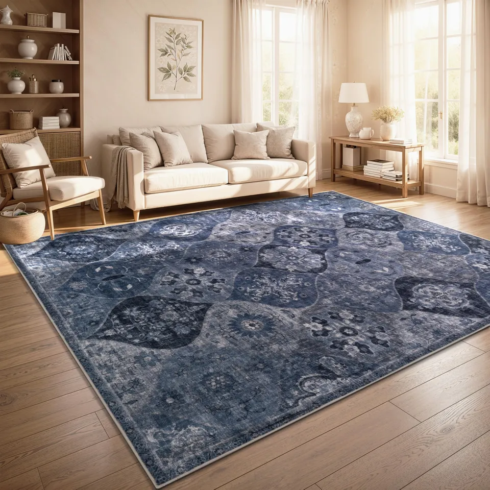paco-home-passion-vintage-teppich-200x280-cm-blau-waschbar-rutschfest image 1