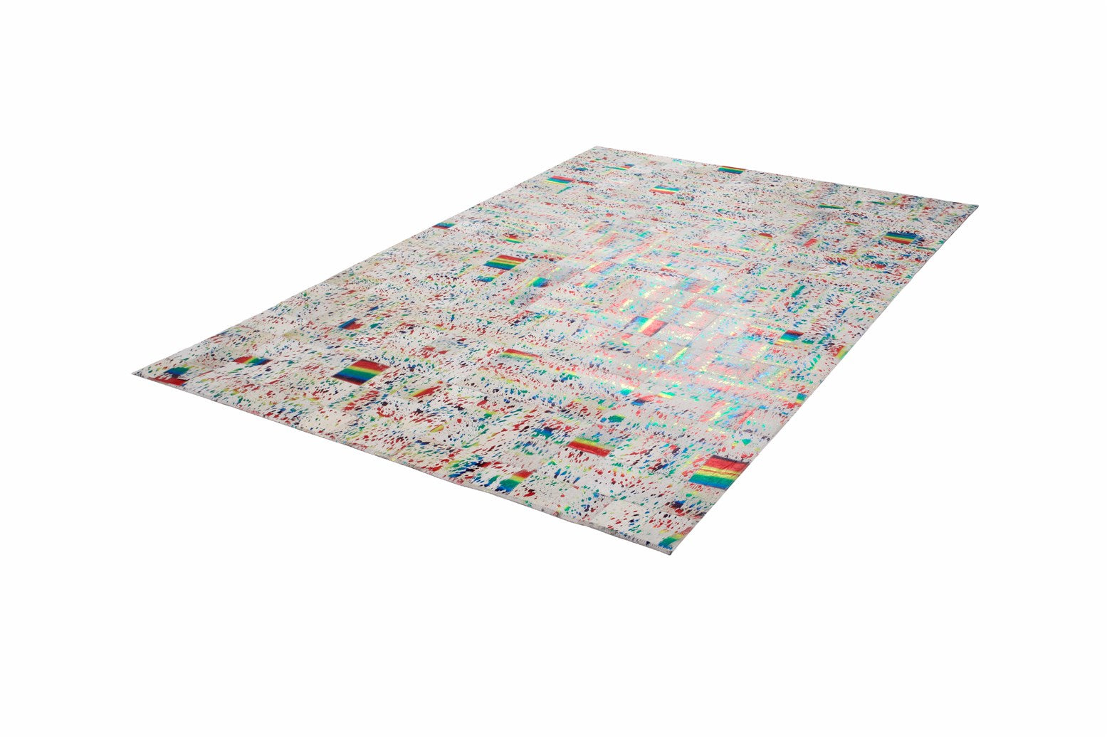 kayoom-rocket-310-lederteppich-handarbeit-im-patchwork-design-mit-metallischen-a image 2