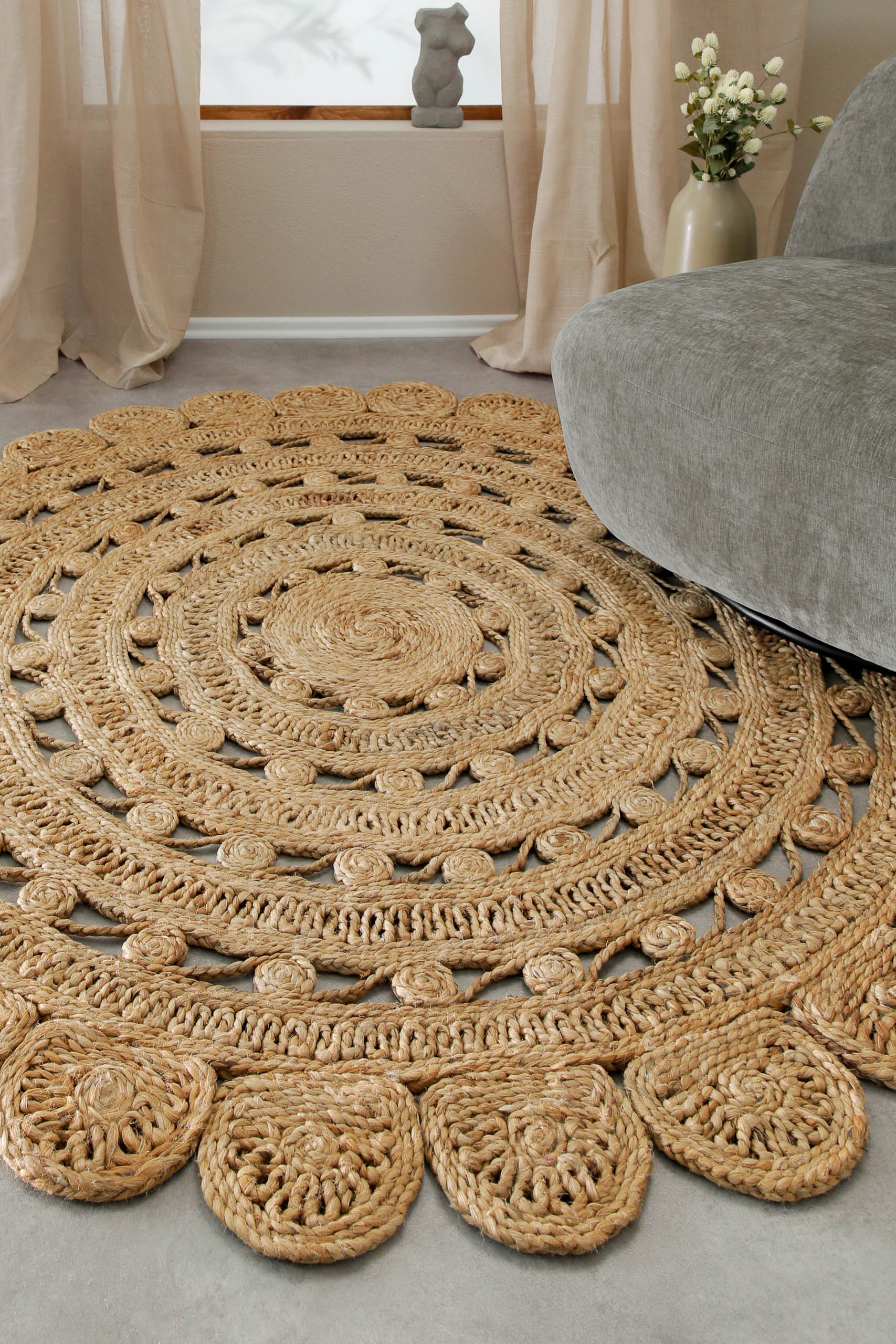 weconhome-green-looop-bloom-jute-teppich-rund-handgewebt-aus-100-reiner-jute-flo image 4