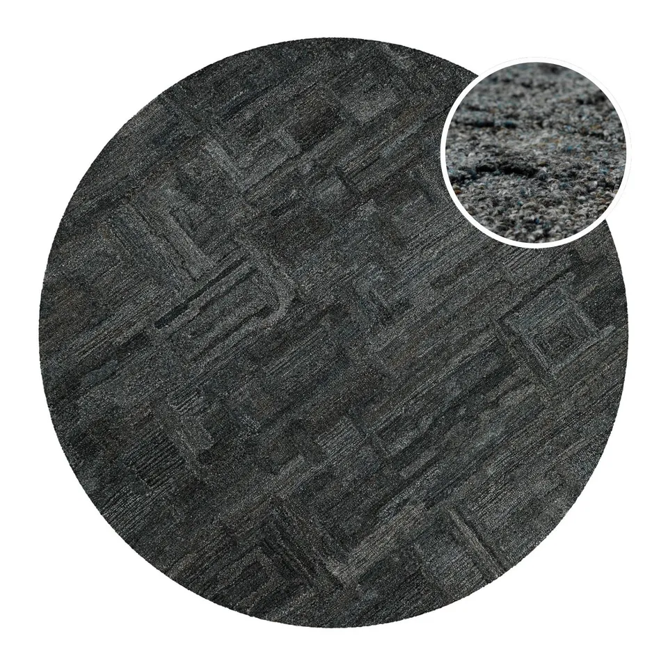 weconhome-hamptons-fortytwo-kurzflor-teppich-rund-blau-grau-meliert image 1