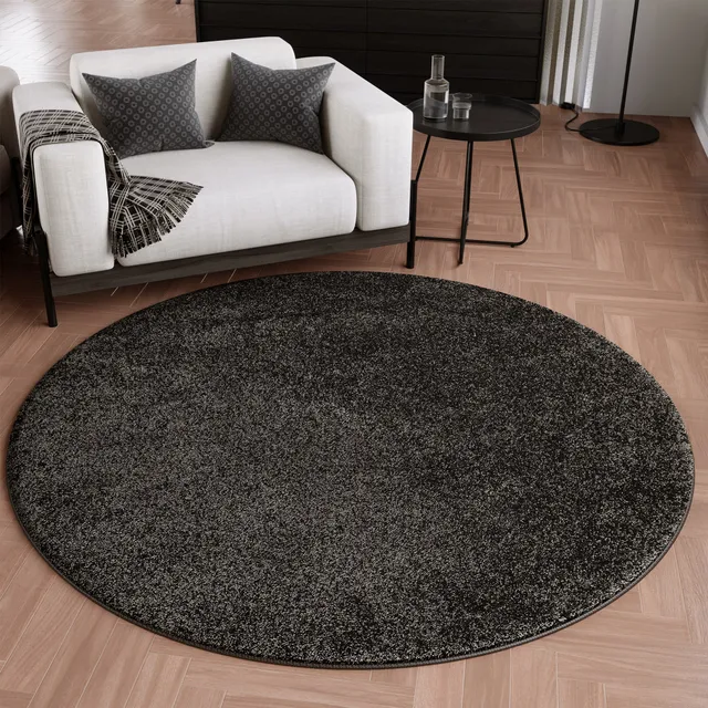 weconhome-wogh-kurzflorteppich-rund-anthrazit-gewebt image 1