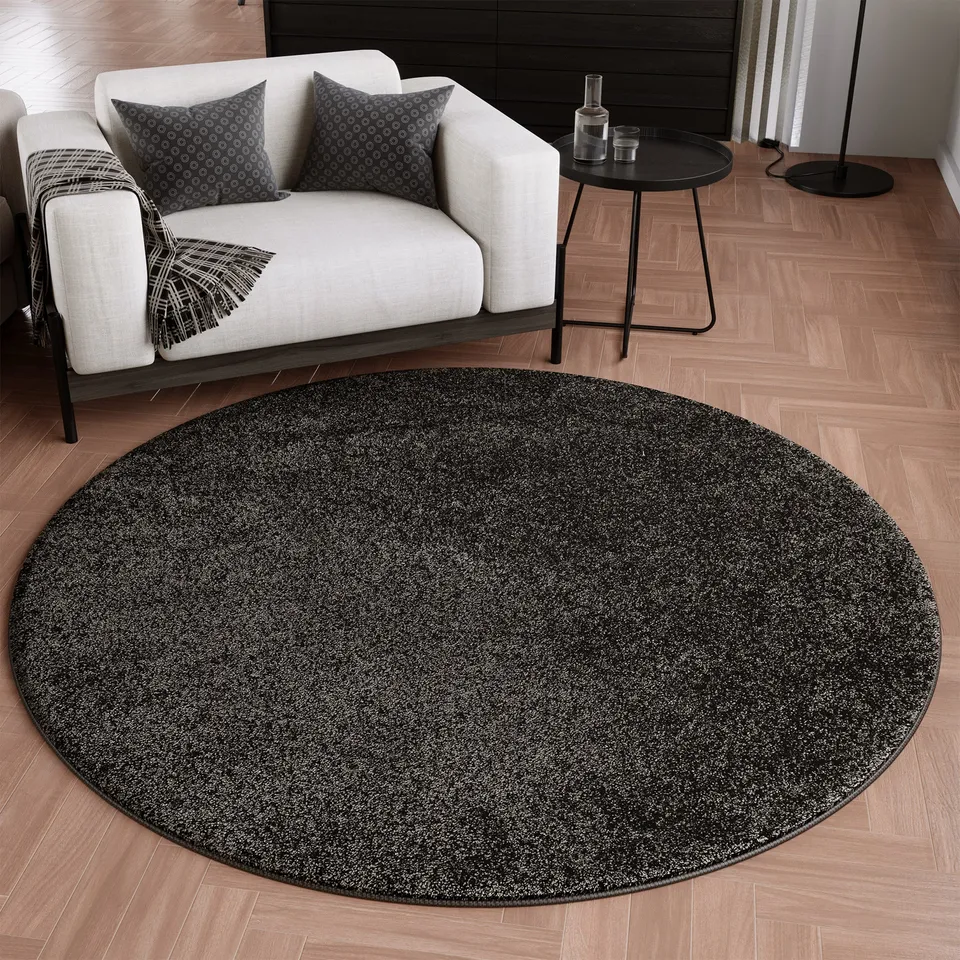weconhome-wogh-kurzflorteppich-rund-anthrazit-gewebt image 1