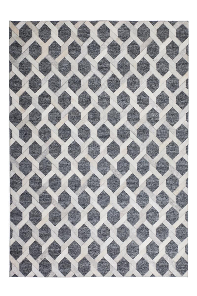kayoom-chimera-125-designteppich-leder-mix-elfenbein-pflegeleicht image 1