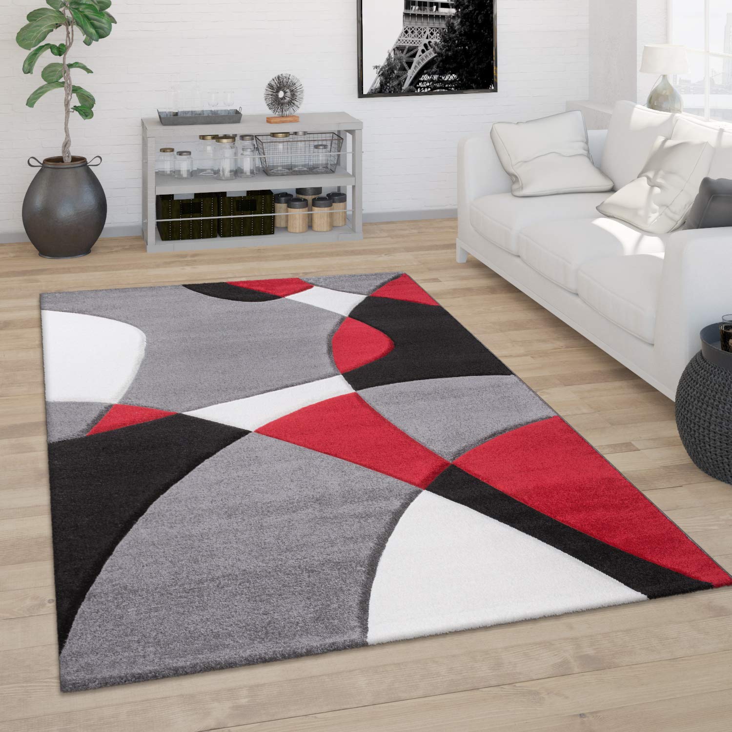 paco-home-kurzflor-teppich-80x150-cm-braun-3d-geometrisch-konturenschnitt image 6