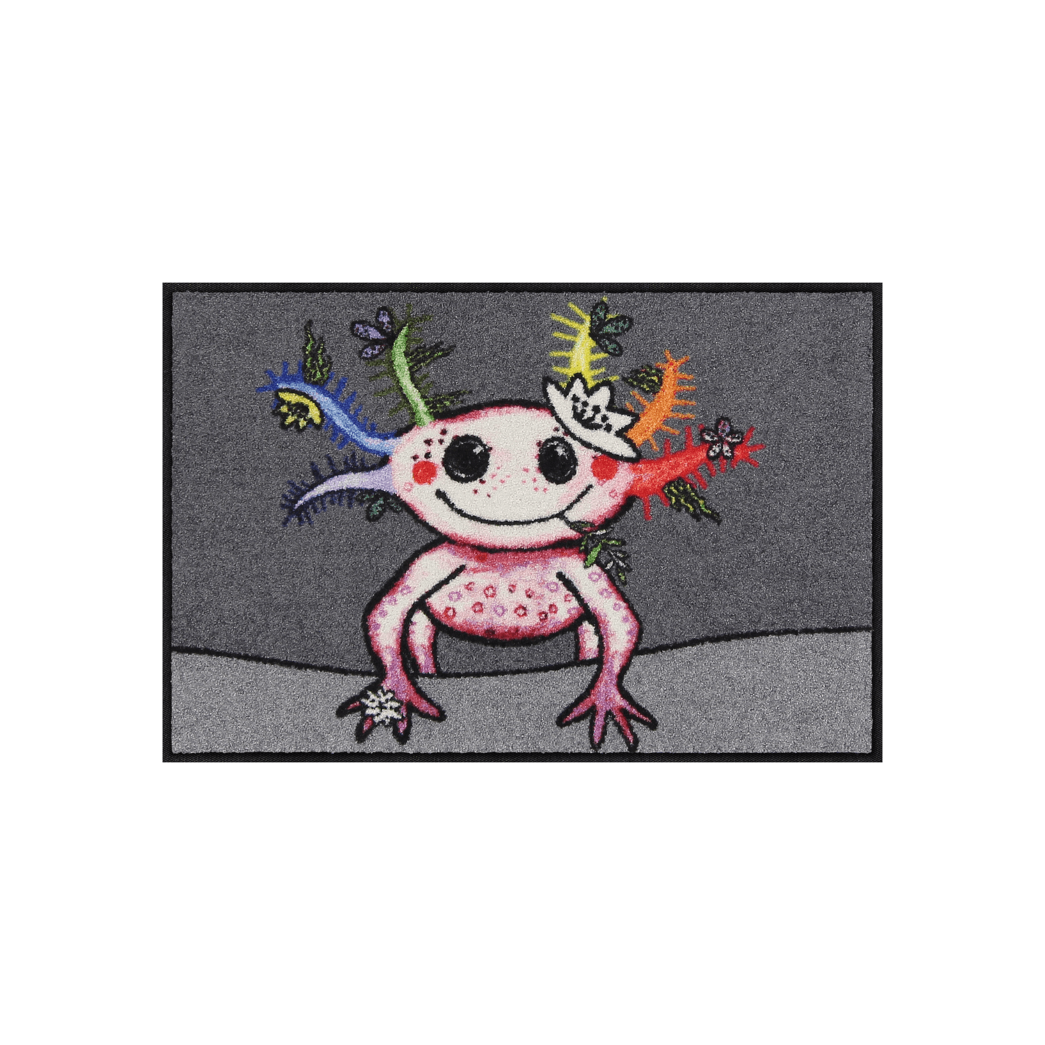 salonloewe-funky-lotti-eingangsmatte-50-x-75-cm-bunter-axolotl-mit-krone-made-in image 1
