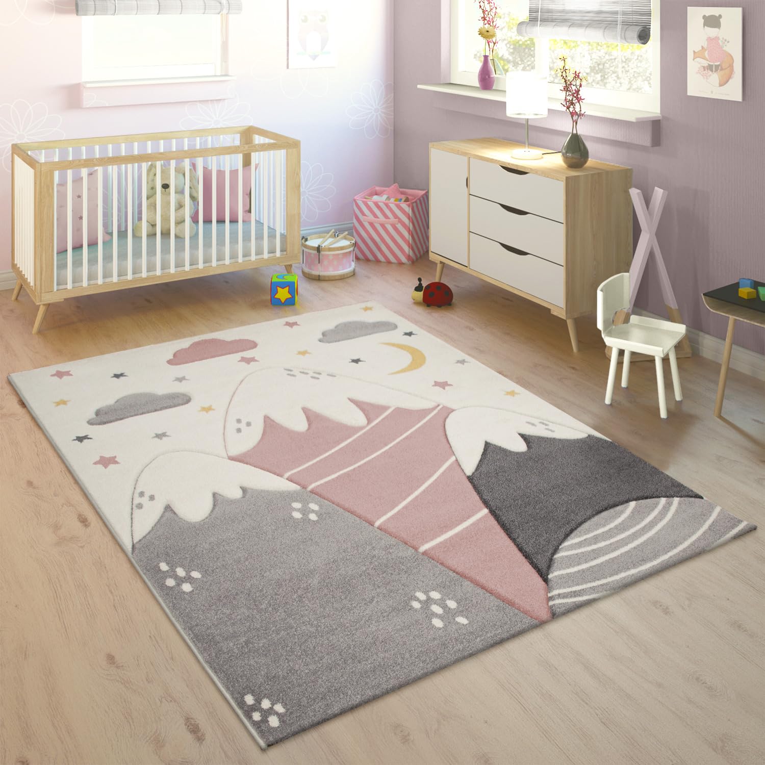 paco-home-kinderteppich-spielteppich-3d-berge-sterne-140x200-cm image 1