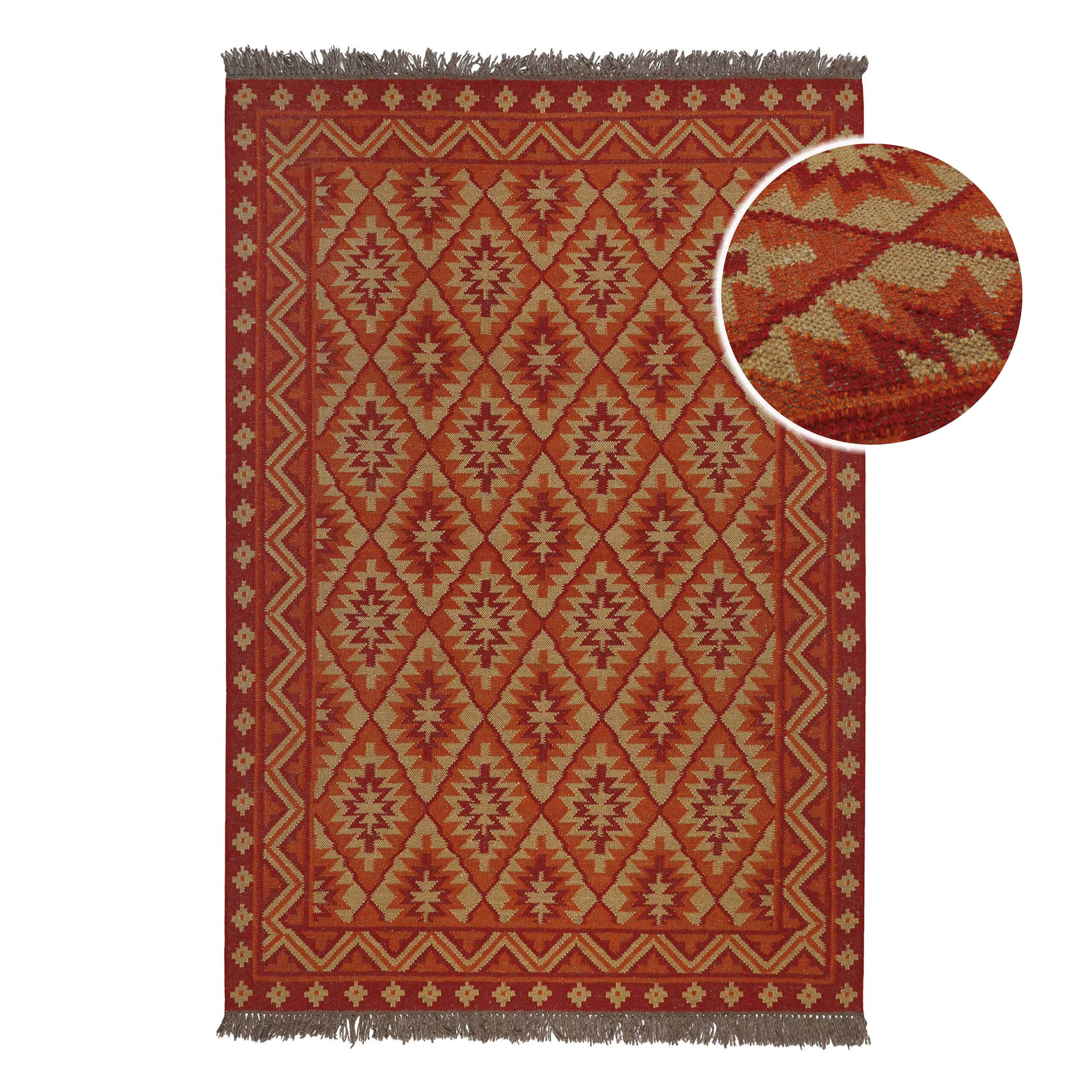 green-looop-by-weconhome-kelim-teppich-clare-rostrot-handgewebt-wolle-goodweave image 2