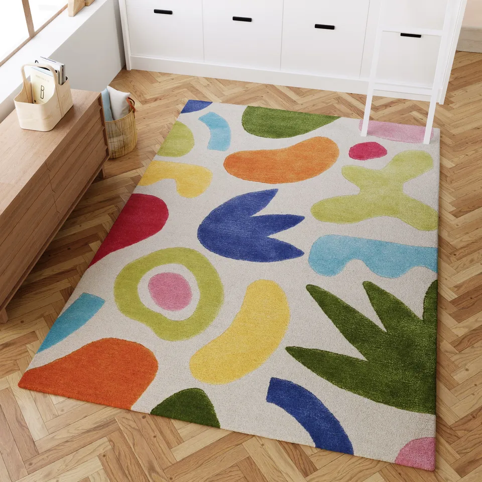 smart-kids-kimi-kinderteppich-creme-bunt-handgetufteter-teppich-aus-wolle-und-vi image 1