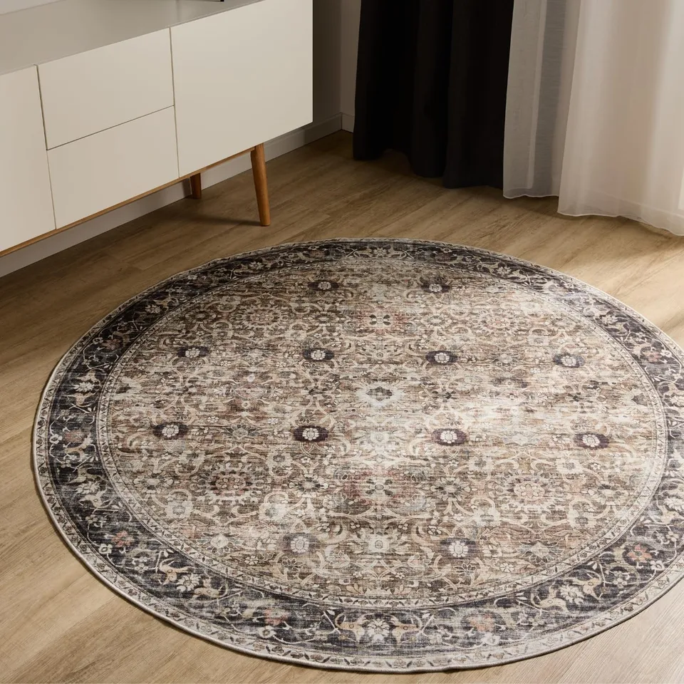 benuta-basic-teppich-george-anthrazit-taupe-120-cm-rund-waschbar image 1