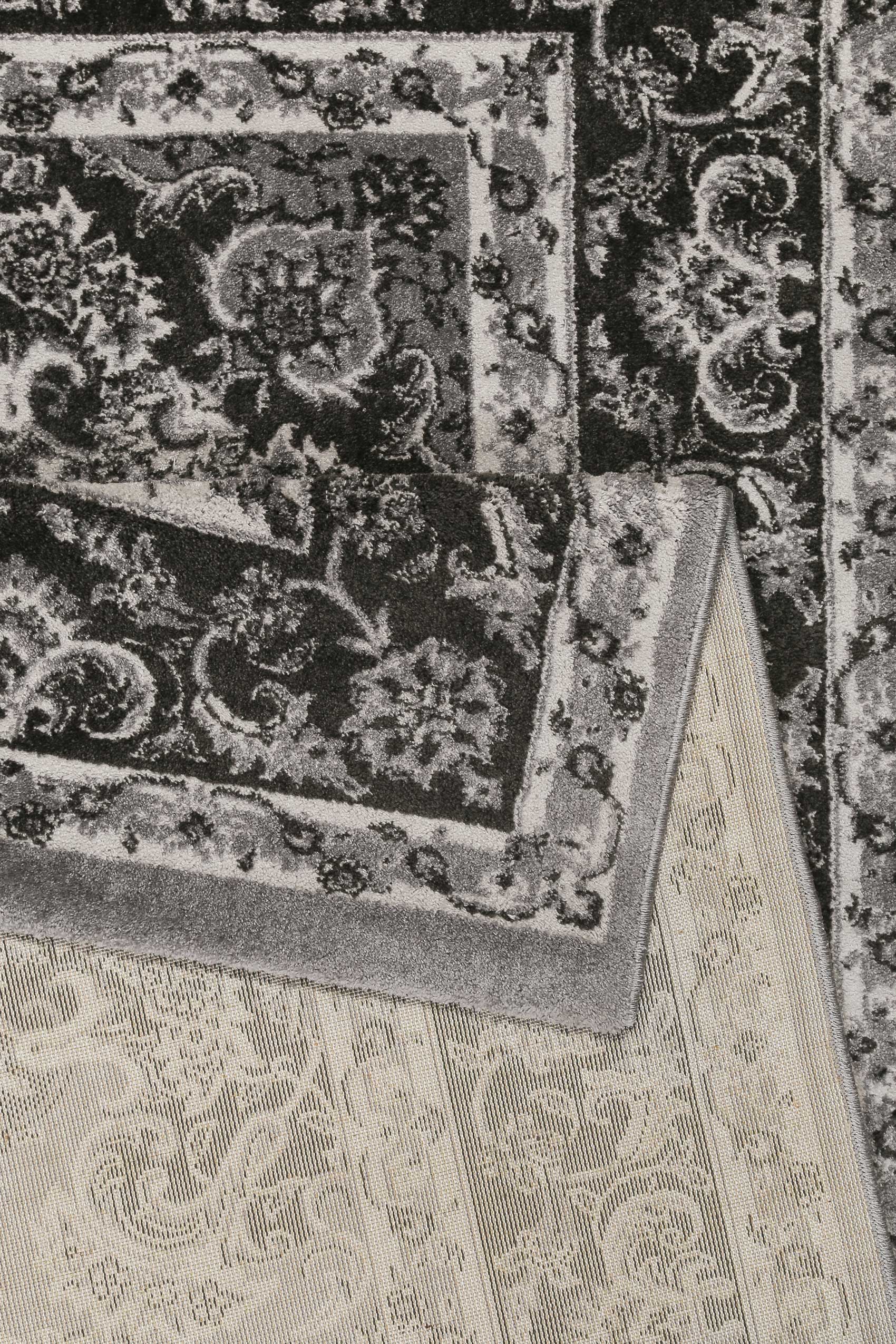weconhome-kurzflor-teppich-bristol-grau-anthrazit-vintage-orient-look-gewebt image 3