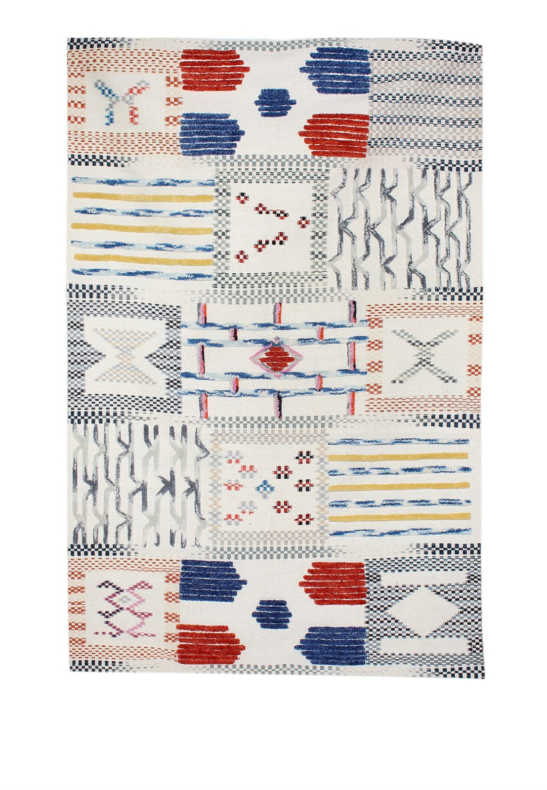 kayoom-empire-110-wollteppich-flachflor-geometrisches-design-blau-rot-gelb-ca-11 image 1