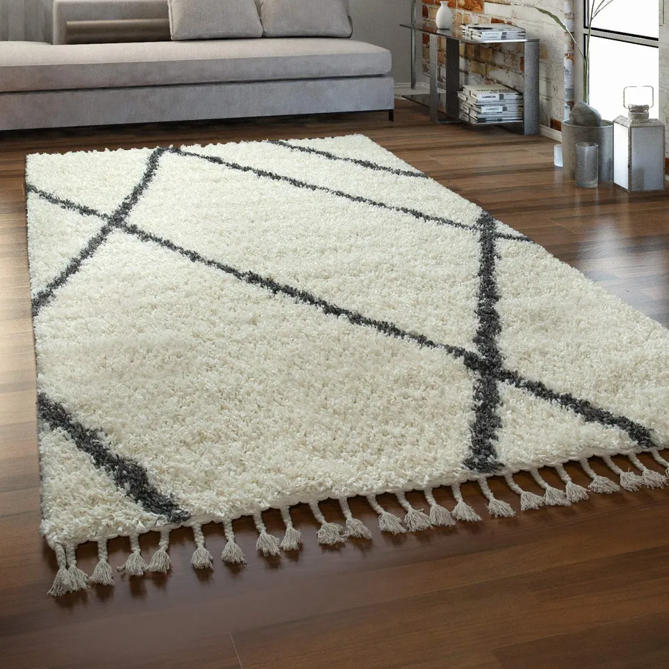 paco-home-hochflor-teppich-beige-rauten-skandi-60x100-cm image 1