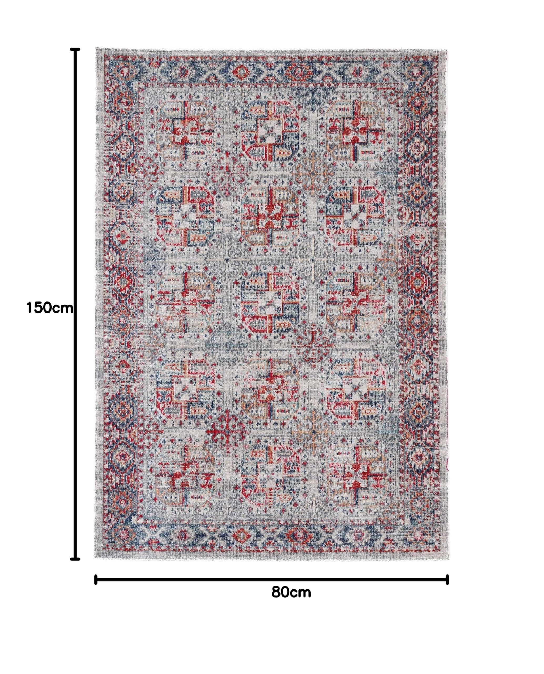 carpetine-flachgewebeteppich-mahal-hellgrau-80x150-cm-moderner-teppich-100-polyp image 2