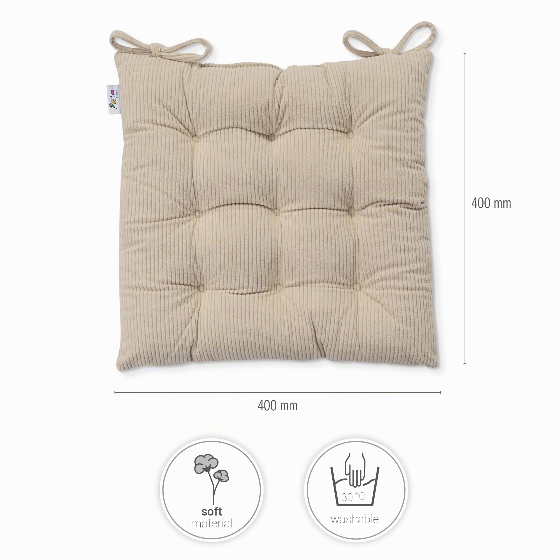 paco-home-sitzkissen-mit-befestigungsb-ndern-40x40-cm-stuhlkissen-indoor-2er-set-7 image 5
