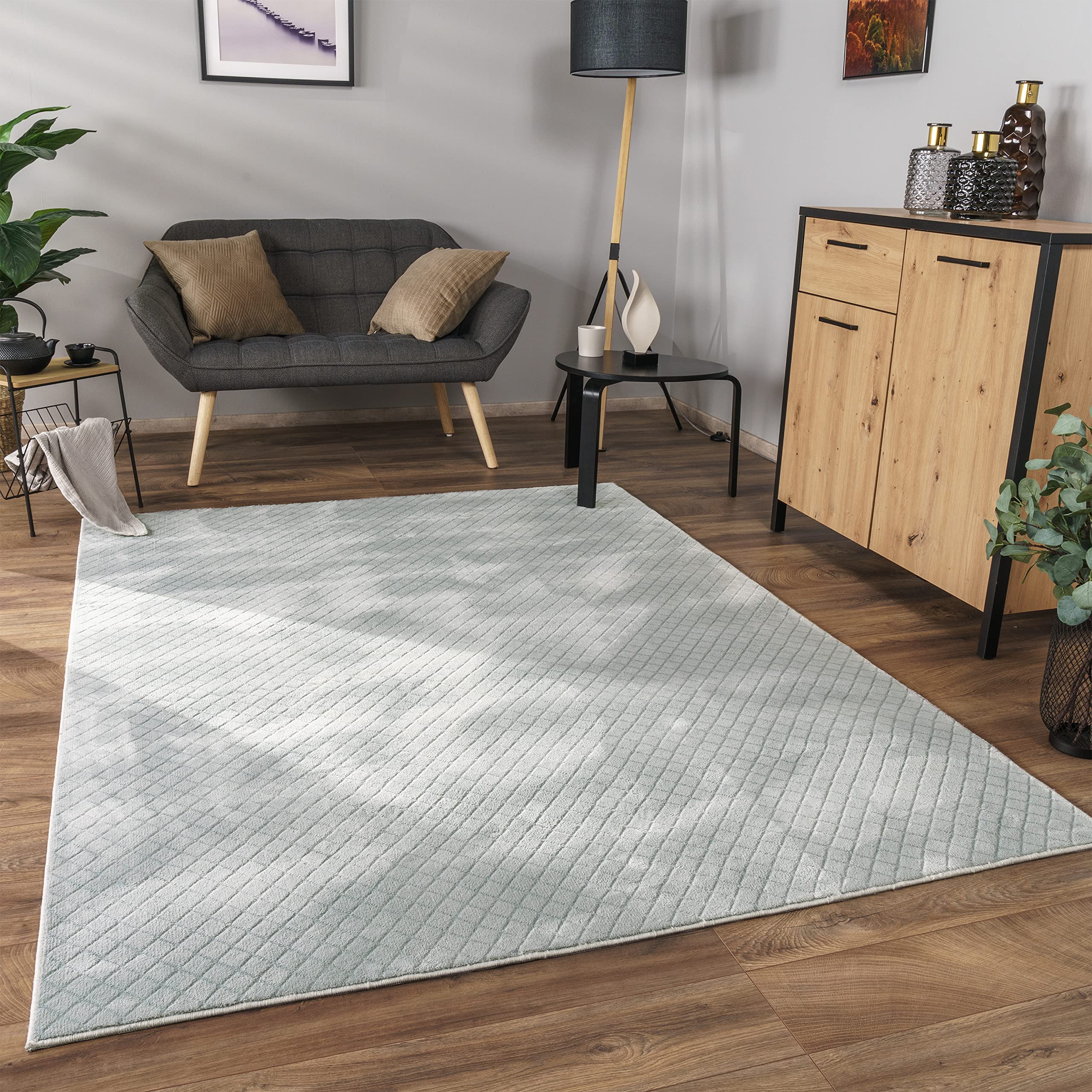 paco-home-metro-teppich-grau-60x100-cm-rauten-3d image 2