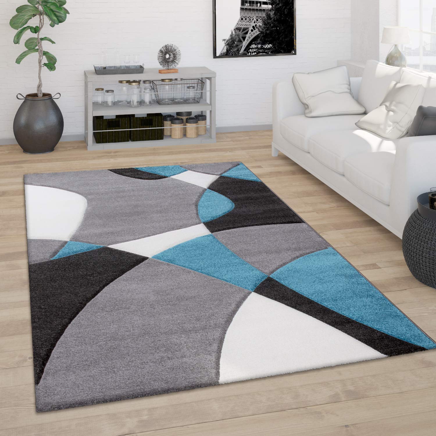 paco-home-kurzflor-teppich-80x150-cm-braun-3d-geometrisch-konturenschnitt image 7