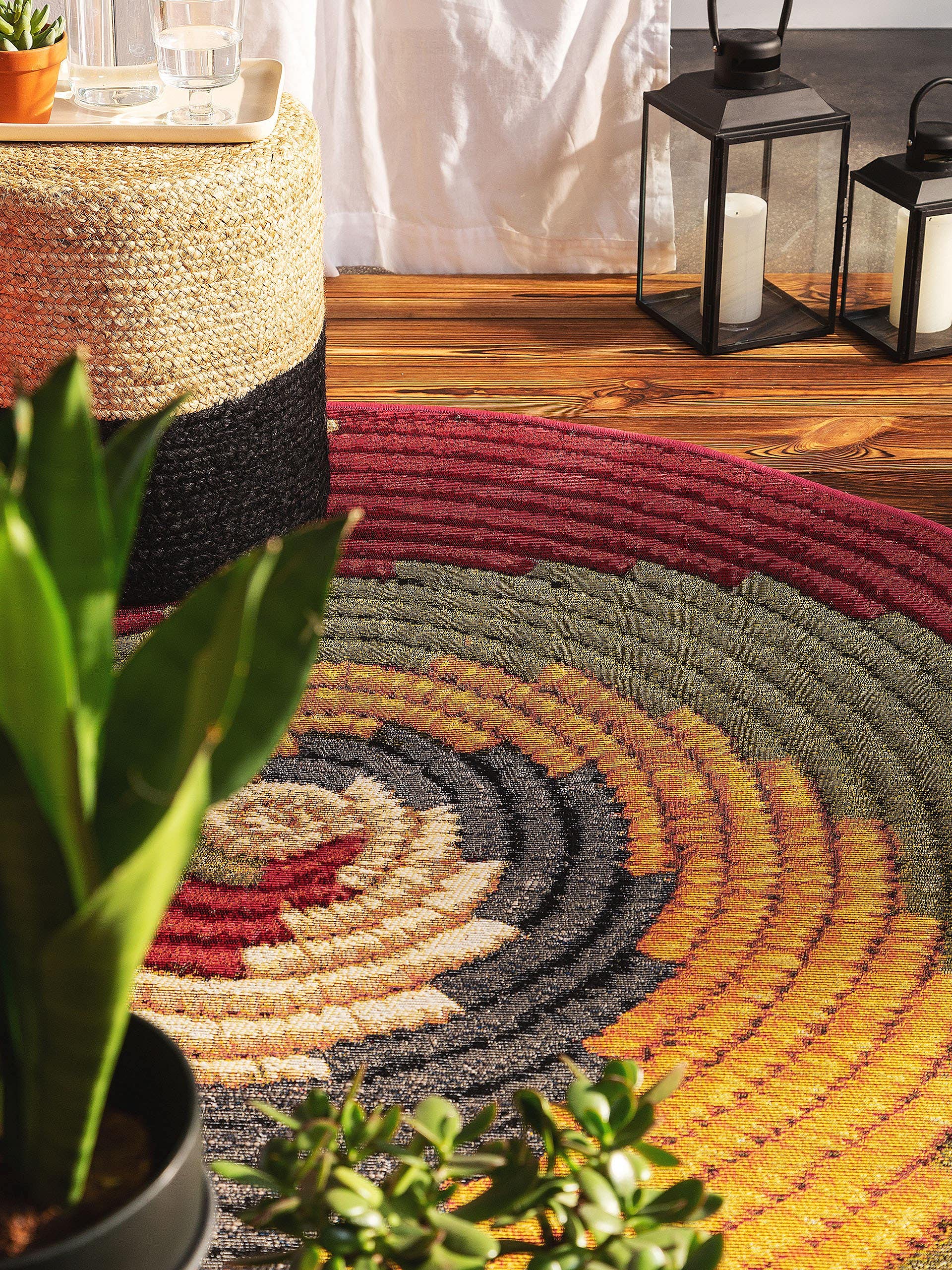 benuta-kenya-in-outdoor-teppich-rund-multicolor-160-cm-wetterfester-kunstfaser-t-2 image 2