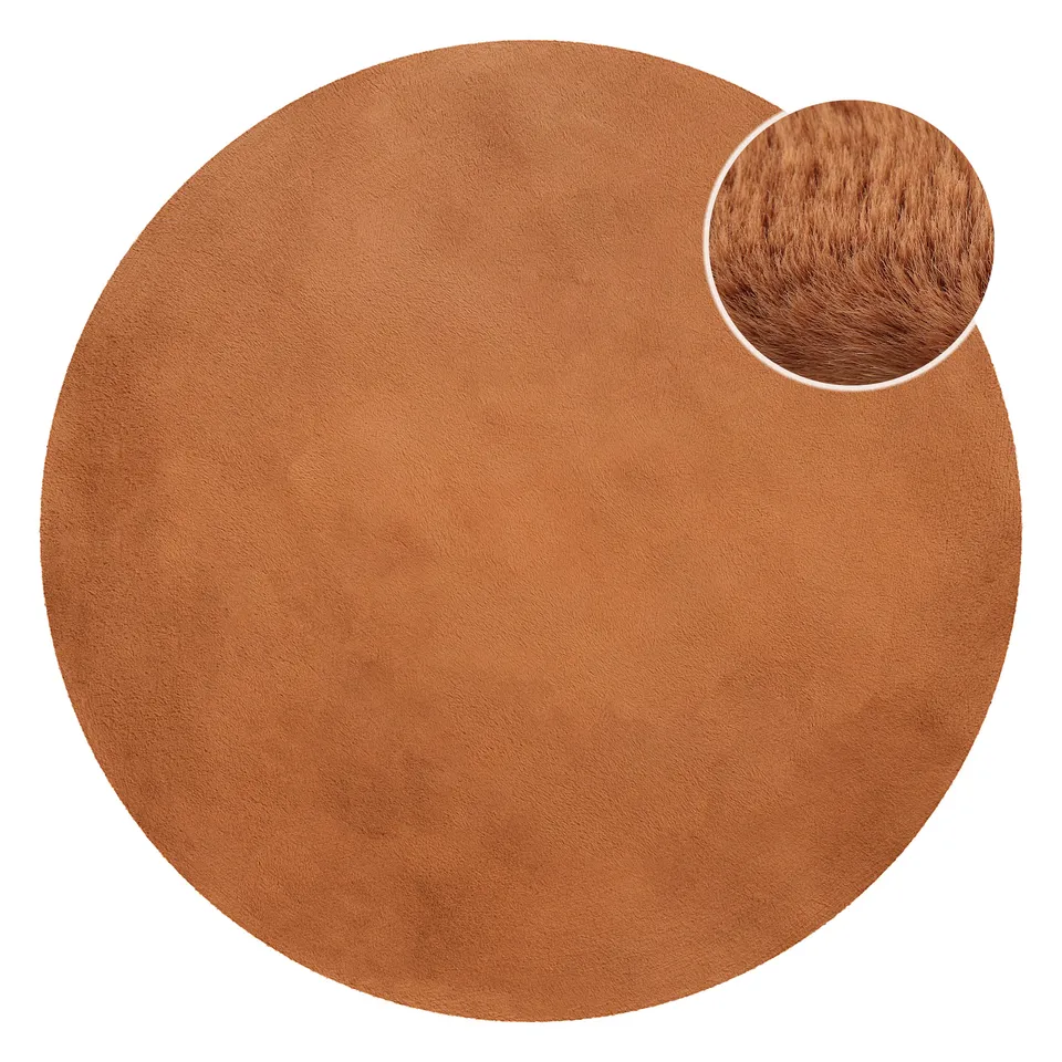 weconhome-basics-kunstfell-teppich-anna-rund-terracotta-flauschiger-hochflor-100 image 1