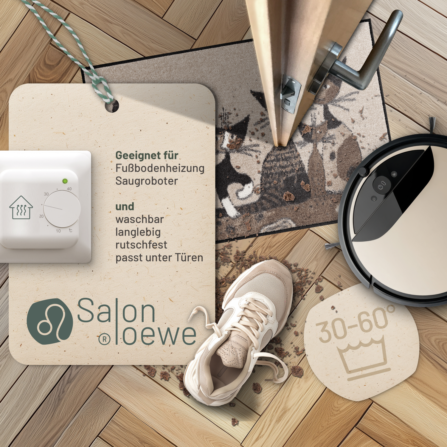 salonloewe-serafino-friends-teppich-50-x-75-cm-katzenmotive-in-beige-braun-polya image 3