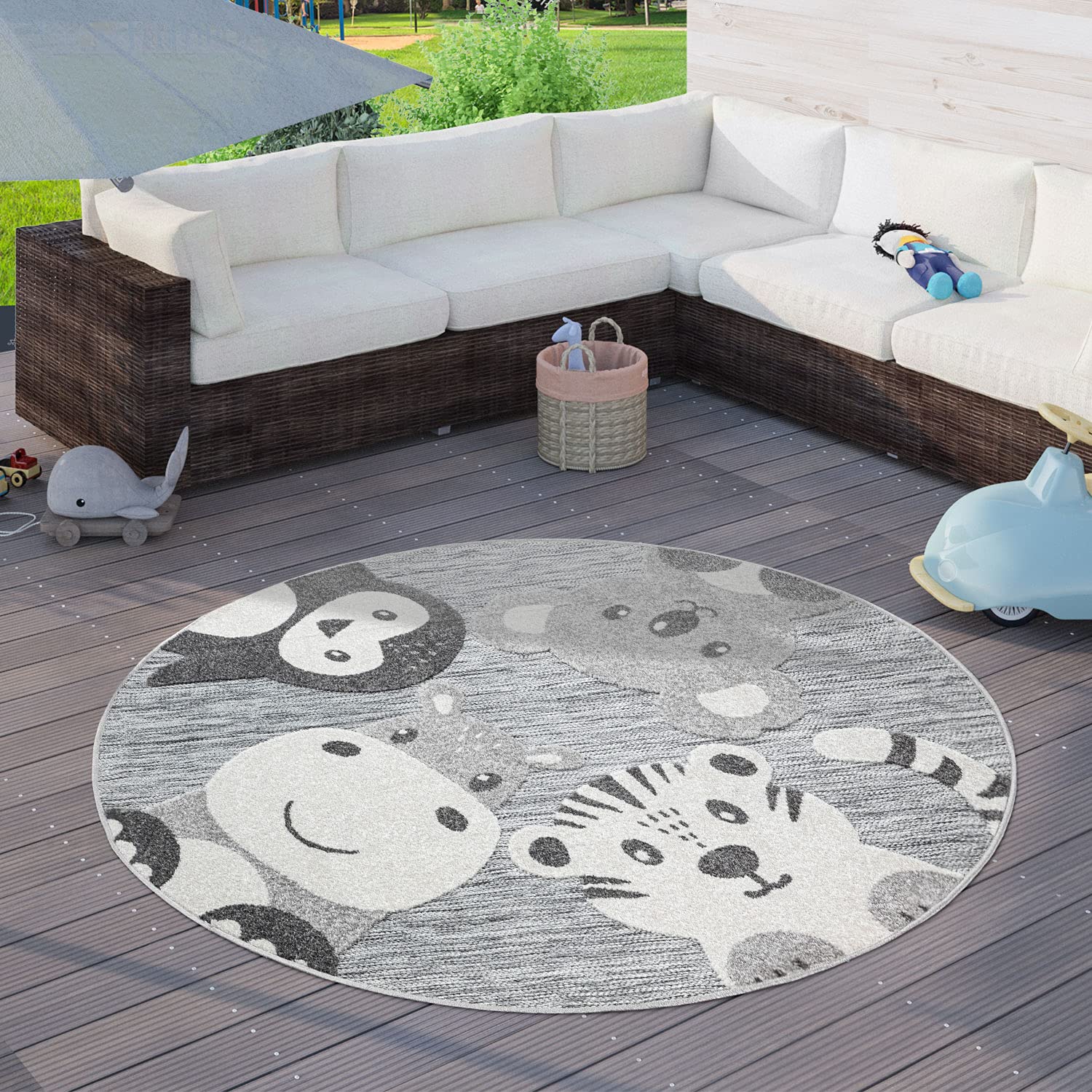 paco-home-kinderteppich-rund-3d-effekt-grau-120-cm image 3