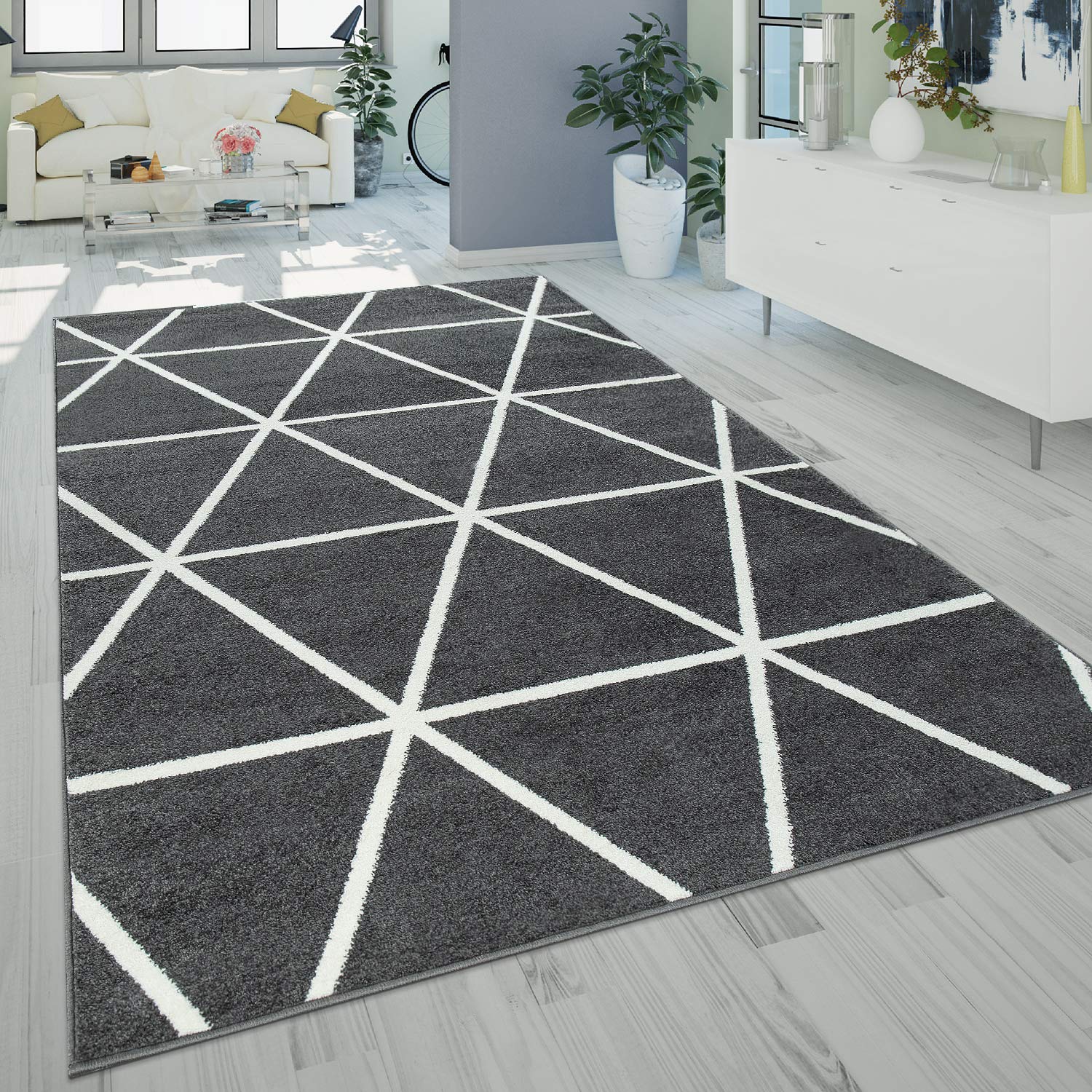 paco-home-teppich-kurzflor-rauten-skandi-grau-wei-120x170-cm image 5