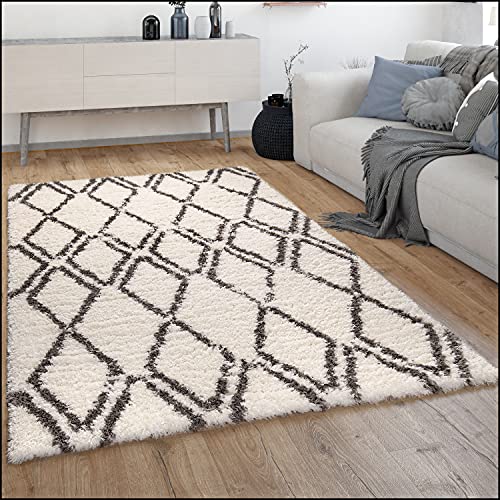 paco-home-hochflor-teppich-shaggy-skandi-rauten-creme-120x160-cm image 8