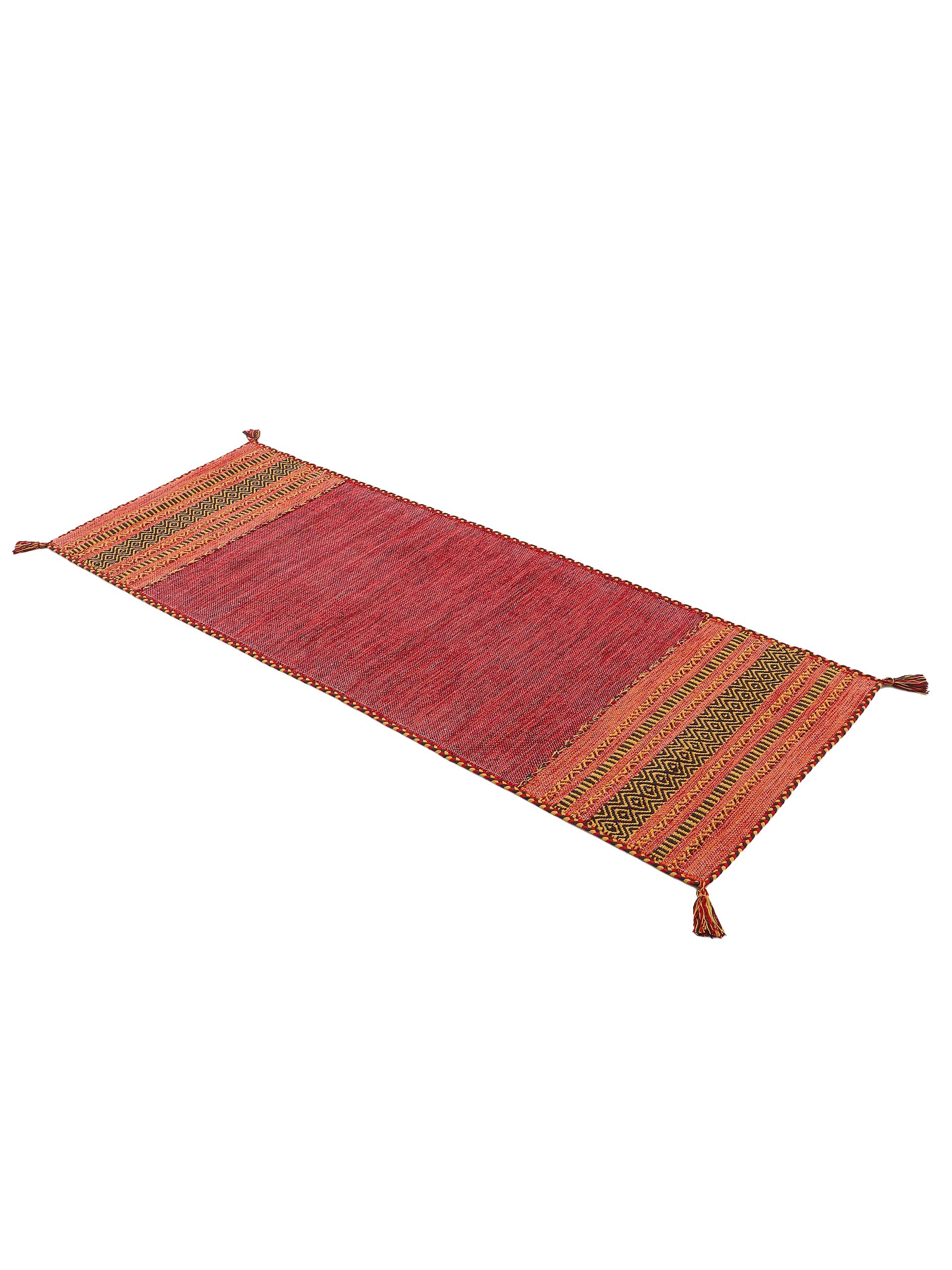 carpetfine-kelim-azizi-l-ufer-baumwolle-rot-80x500-cm image 2