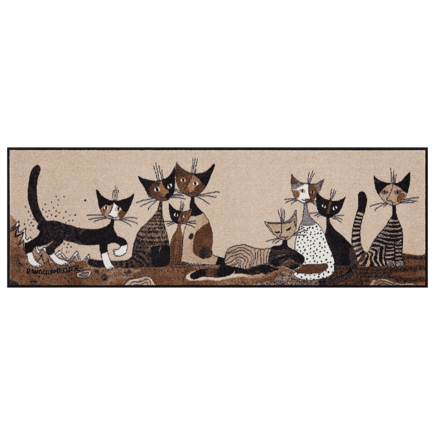 salonloewe-serafino-friends-teppich-60-x-180-cm-l-ufer-mit-katzenmotiv-waschbar- image 1