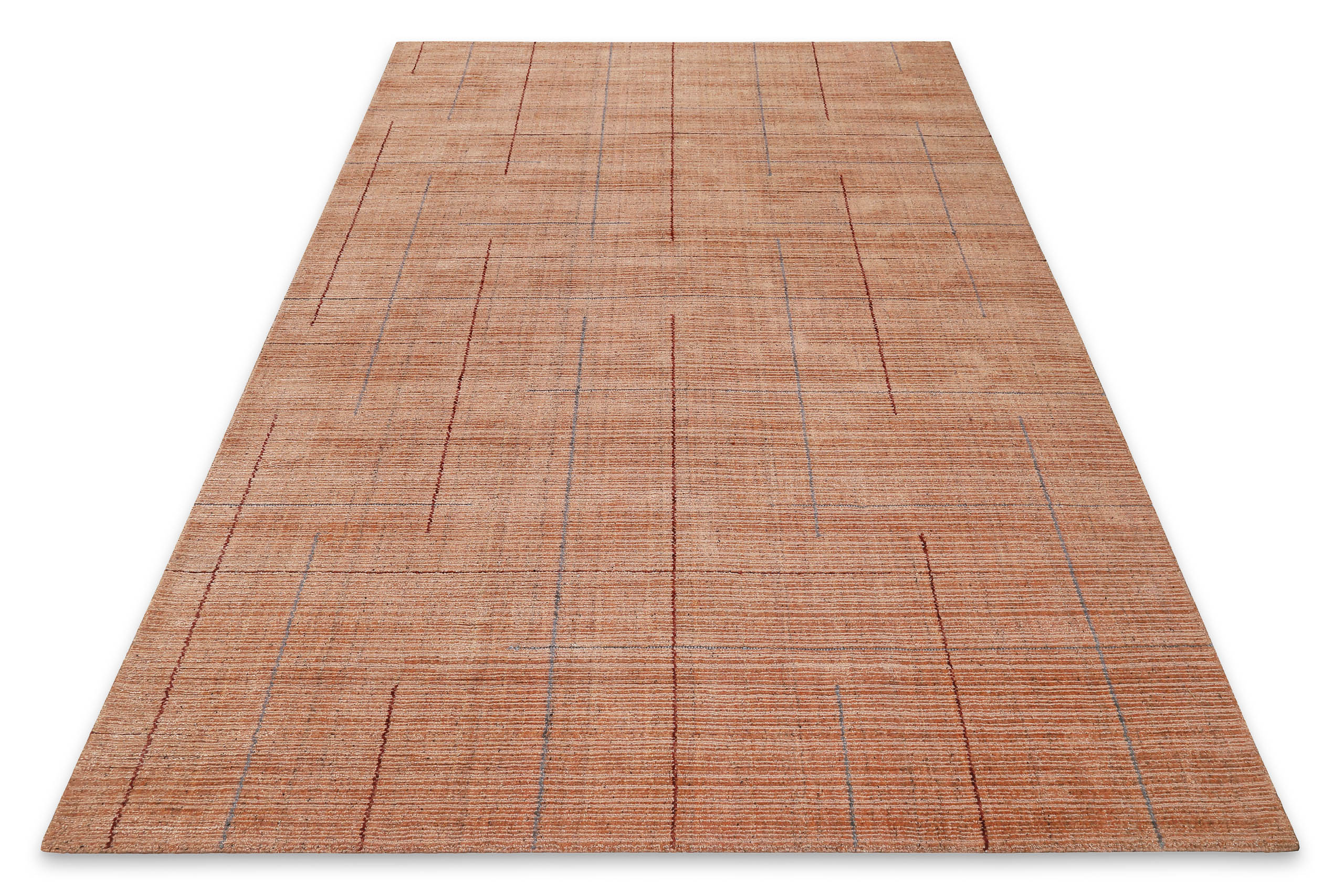 weconhome-kurzflor-teppich-milly-handgewebt-80-tencel-20-schurwolle-lachs-rot image 3