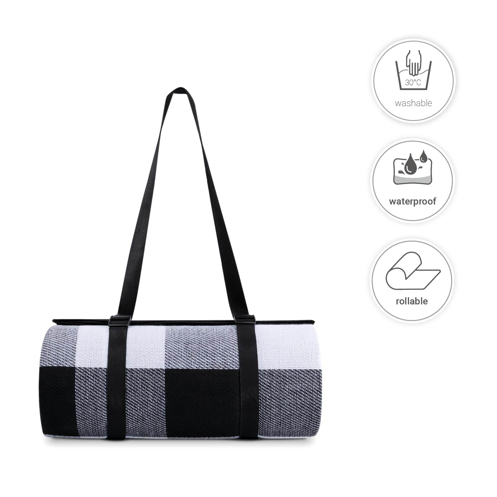 paco-home-picknickdecke-xxl-wasserdicht-schwarz-wei-3-200x300-cm image 2