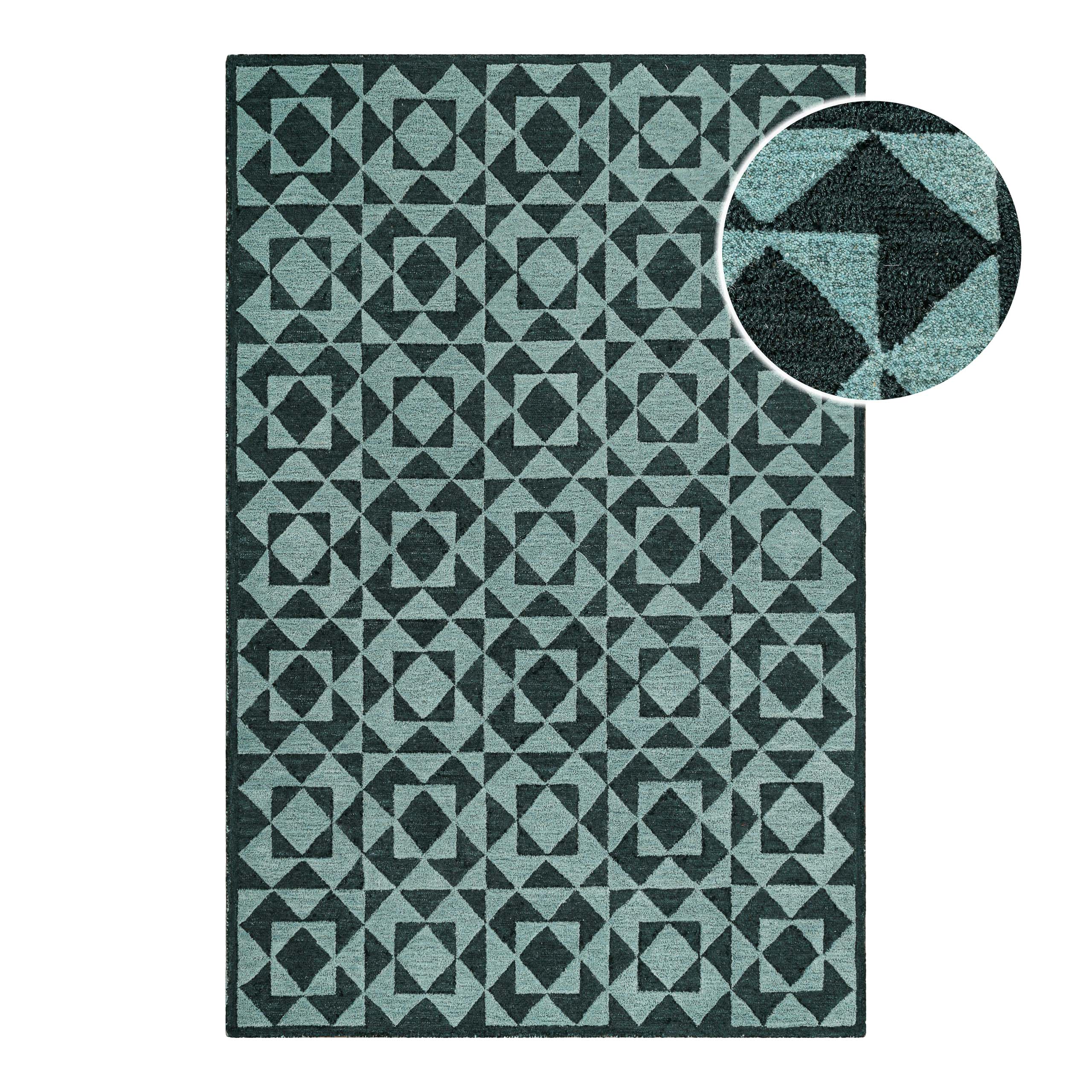 weconhome-downtown-kurzflorteppich-gr-n-multi-handgetuftet-10-mm image 1