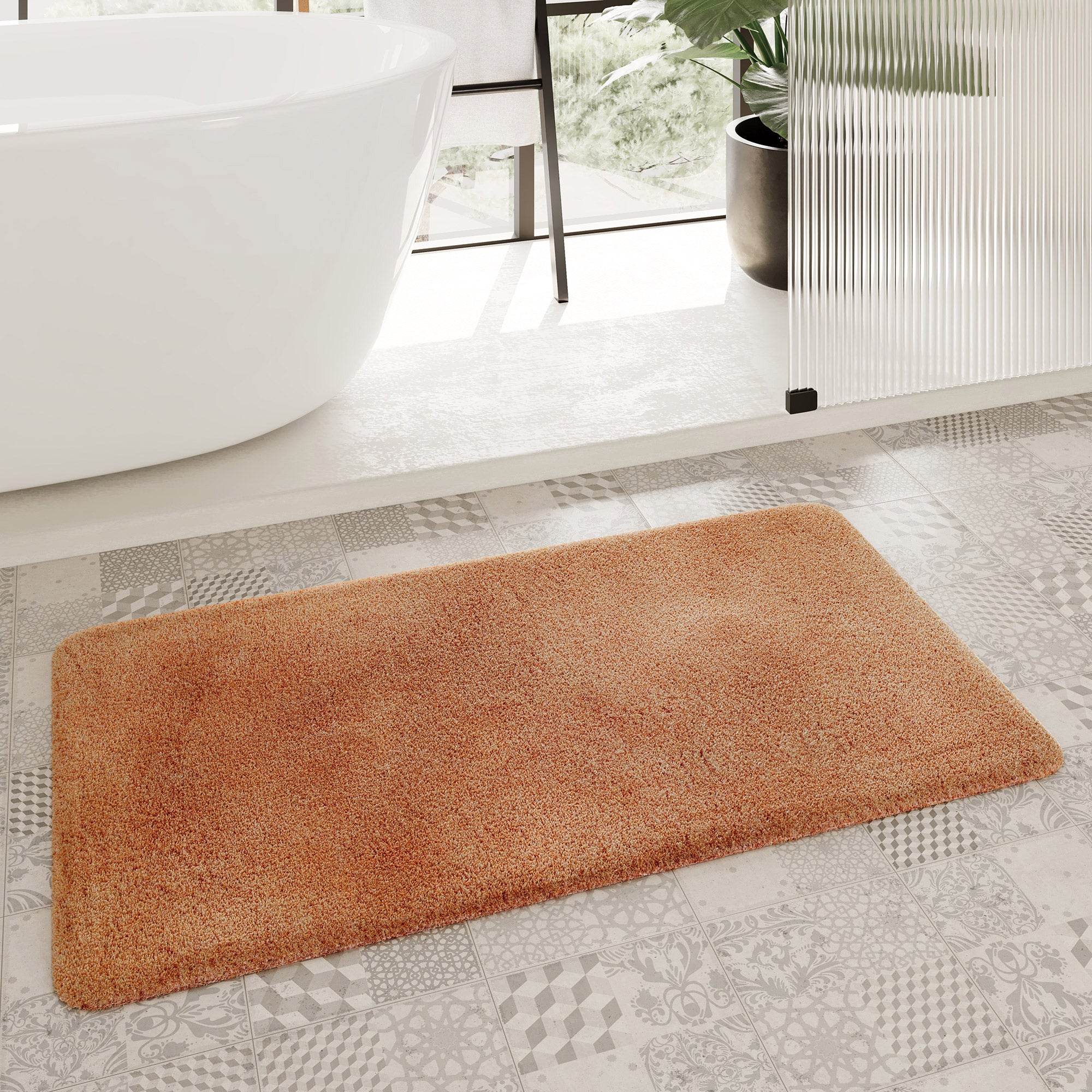 weconhome-porto-azzurro-badteppich-terracotta-orange-hochflor image 1