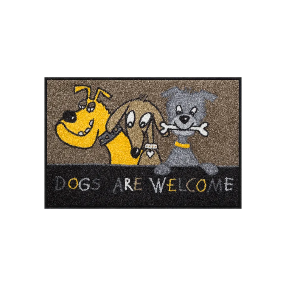 salonloewe-dogs-are-welcome-eingangsmatte-50-x-75-cm-grau-waschbar-rutschfest image 1