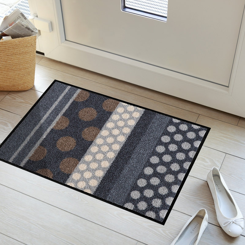 salonloewe-glamour-dots-grau-teppich-50-x-75-cm-gemusterte-fu-matte-in-beige-und image 2