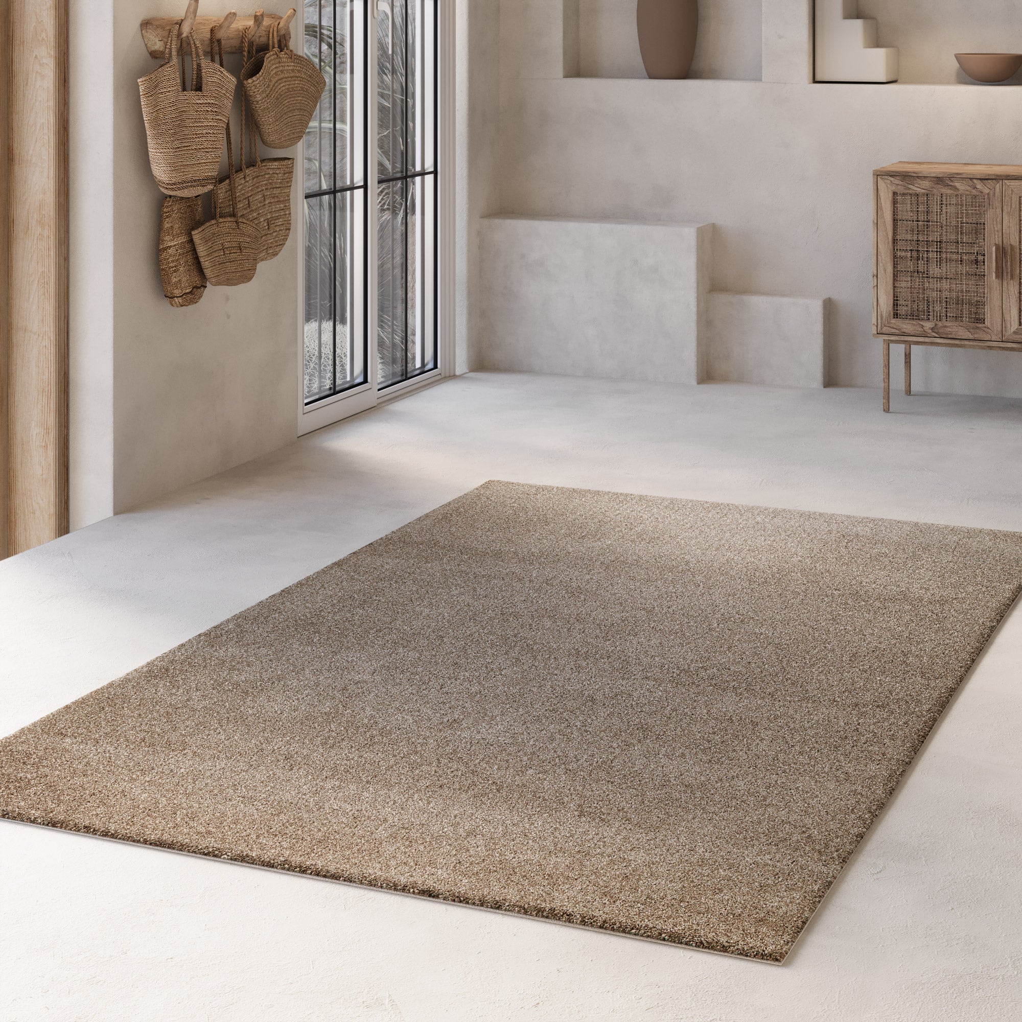 weconhome-basics-kurzflorteppich-nova-sand-beige-maschinell-gewebt-pflegeleicht image 2