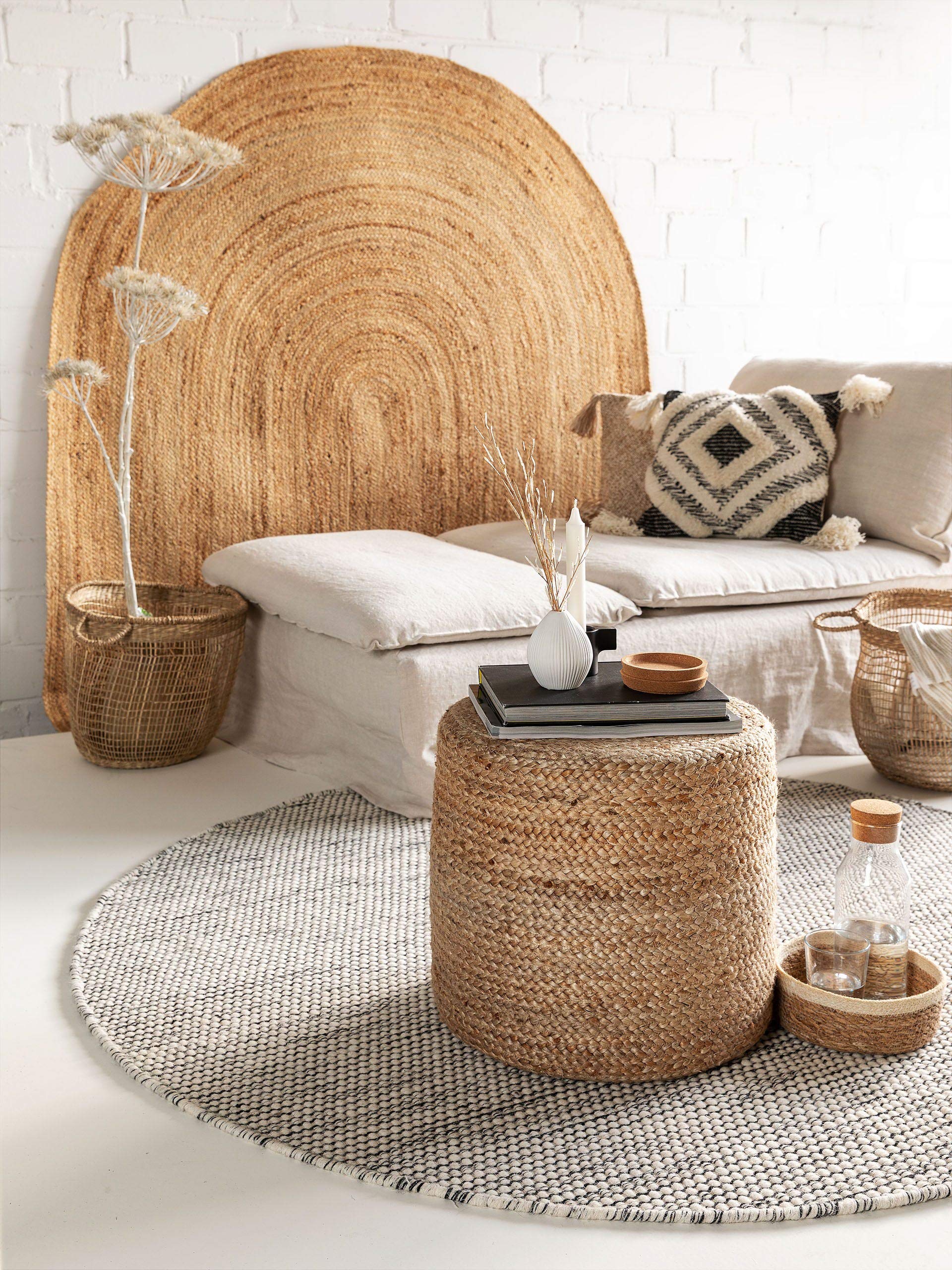 benuta-pure-jute-pouf-jutta-hellbraun-40x40-cm-handgefertigter-zylindrischer-pou image 2