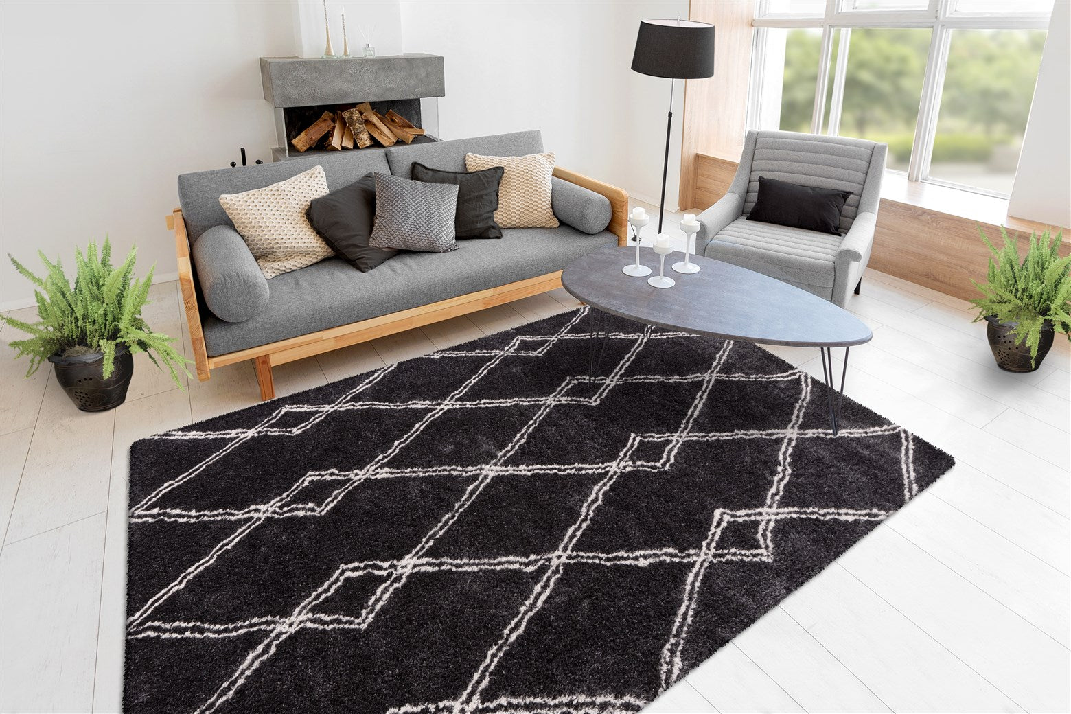 kayoom-orlando-125-hochflorteppich-retro-design-weiche-florh-he-f-r-wohnzimmer image 3
