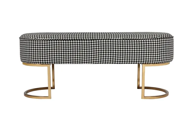 kayoom-sitzbank-athea-125-elegante-bank-im-hahnentrittmuster-goldene-metallbeine image 1